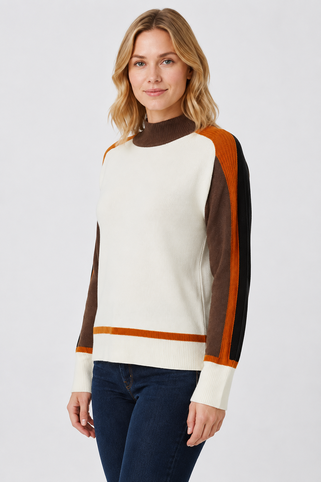 Dolcezza Sweater With Striped Sleeve - Style 76305A