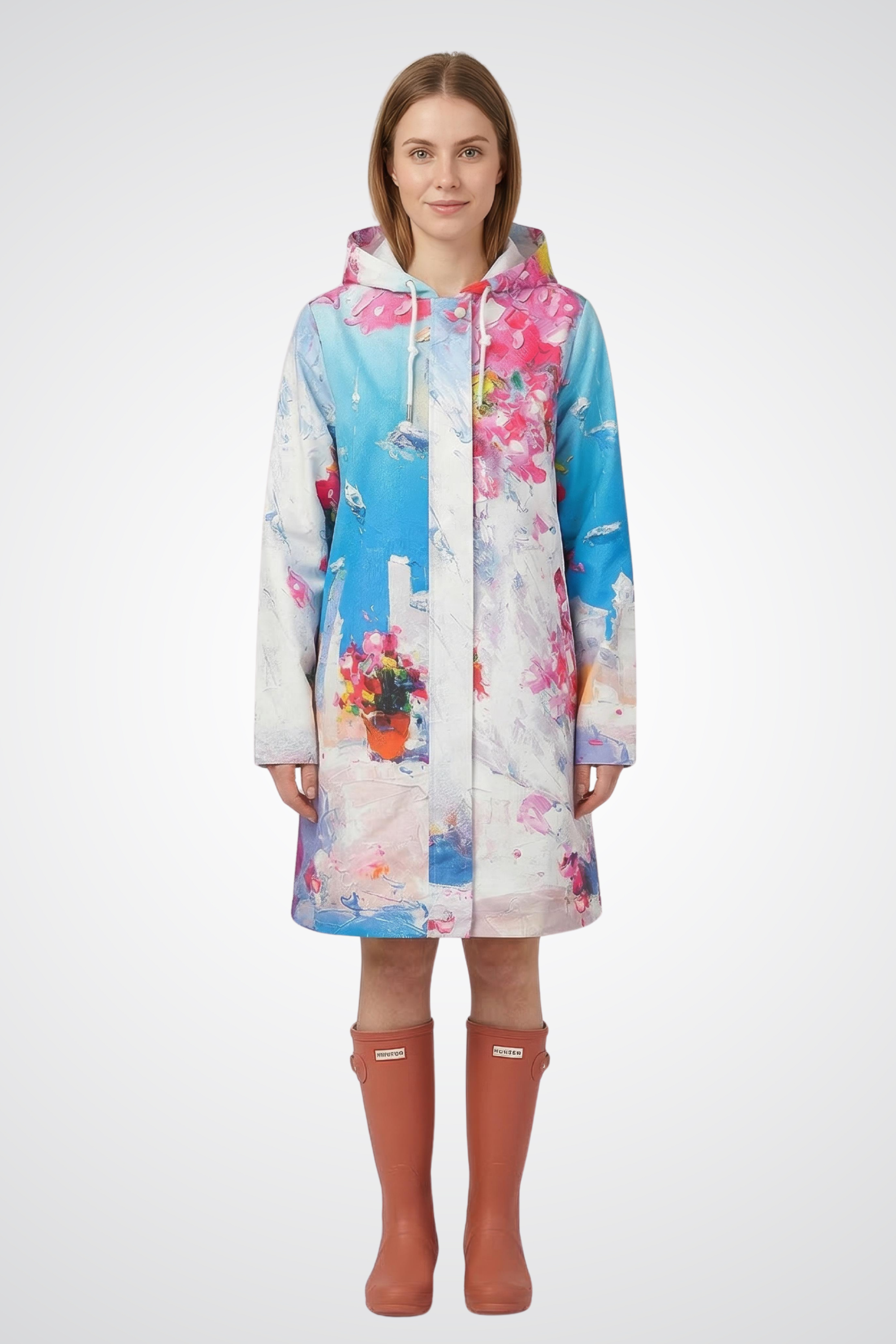 Summer In Santorini Raincoat