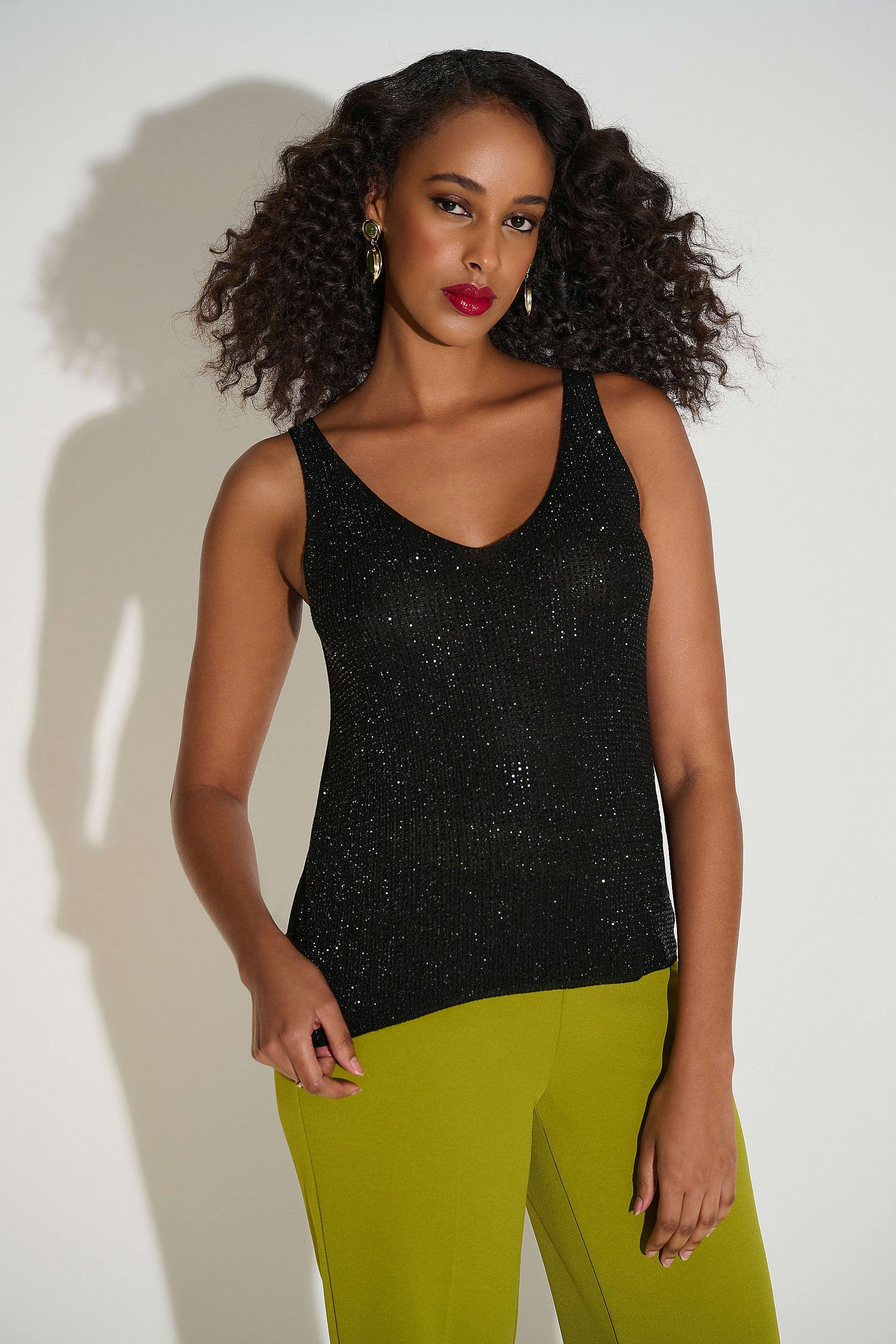 Metallic Ribbed V-Neck Camisole