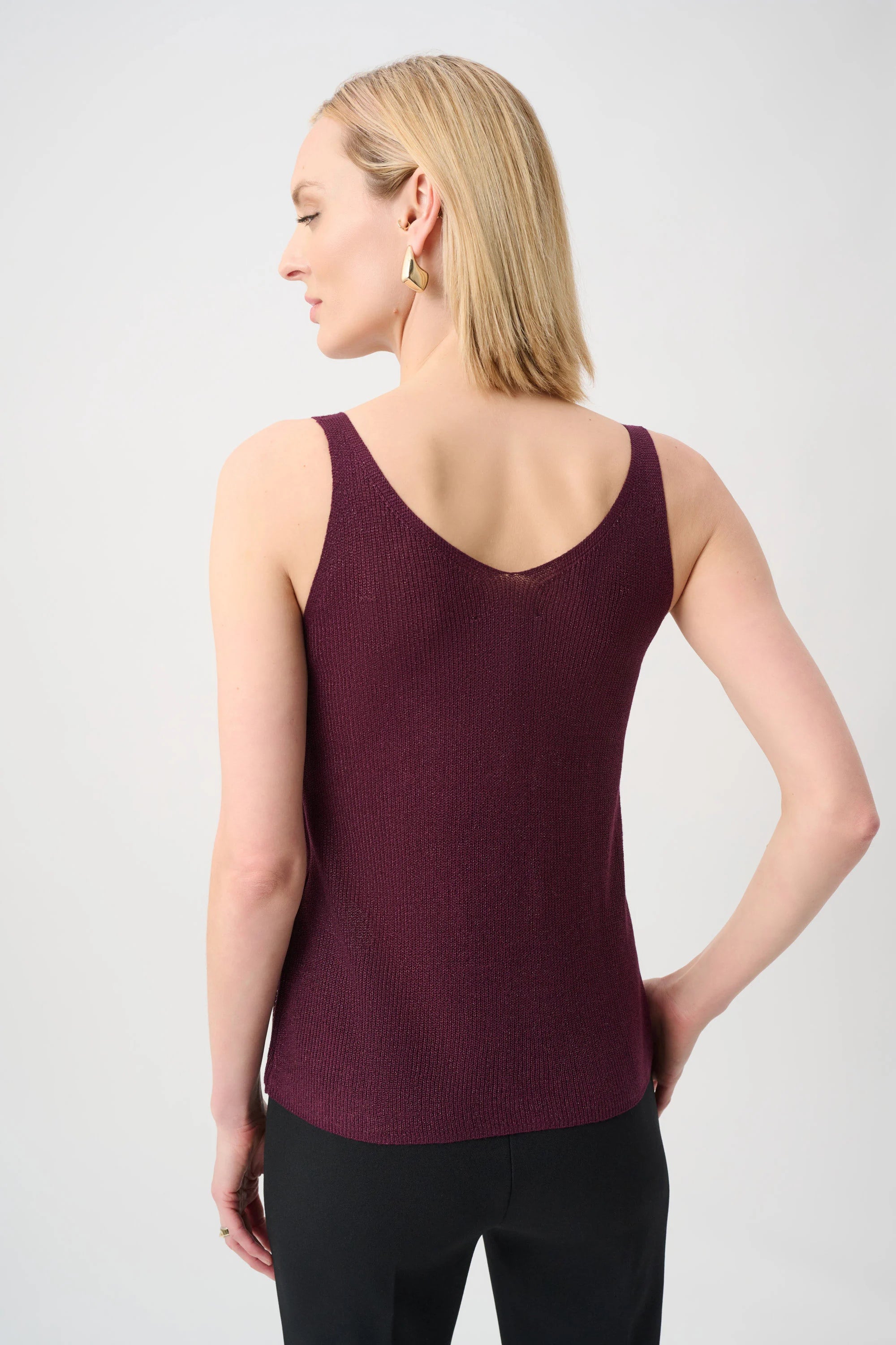Metallic Ribbed V-Neck Camisole