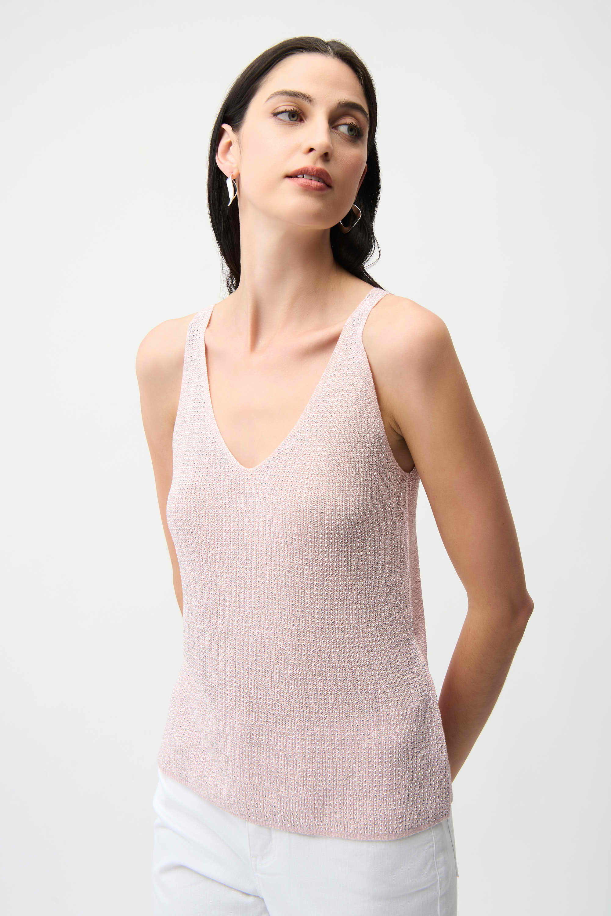 Metallic Ribbed V-Neck Camisole
