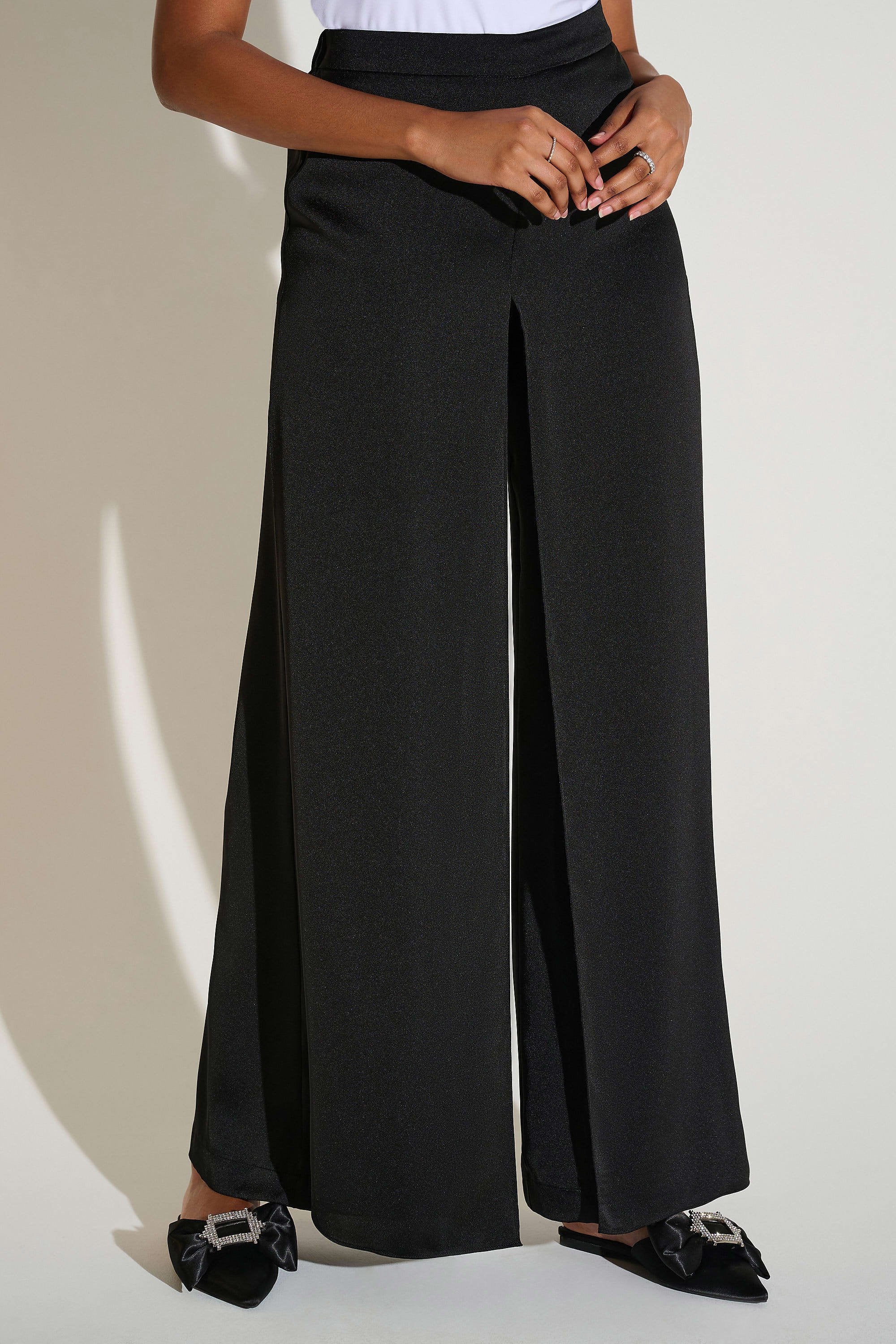 Satin Wide Leg Overlay Pants