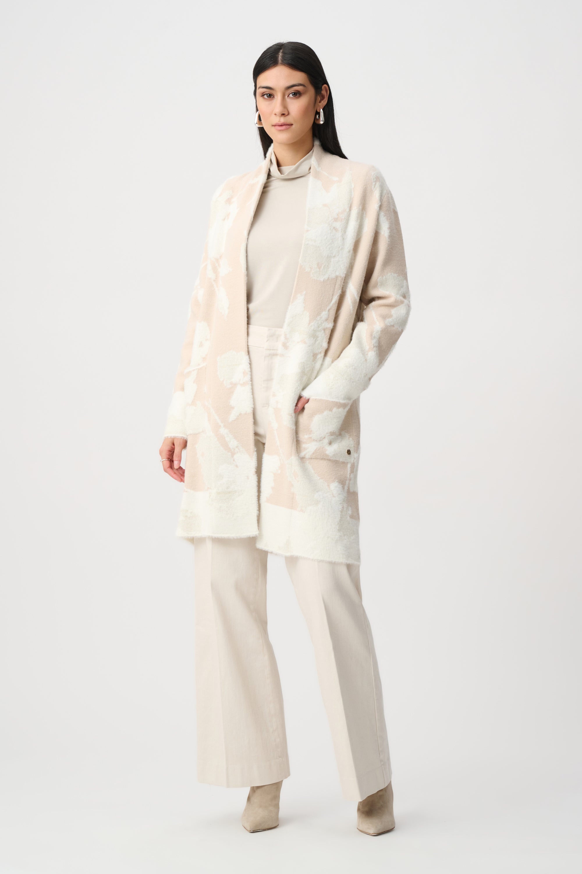 Abstract Print Feather Cardigan