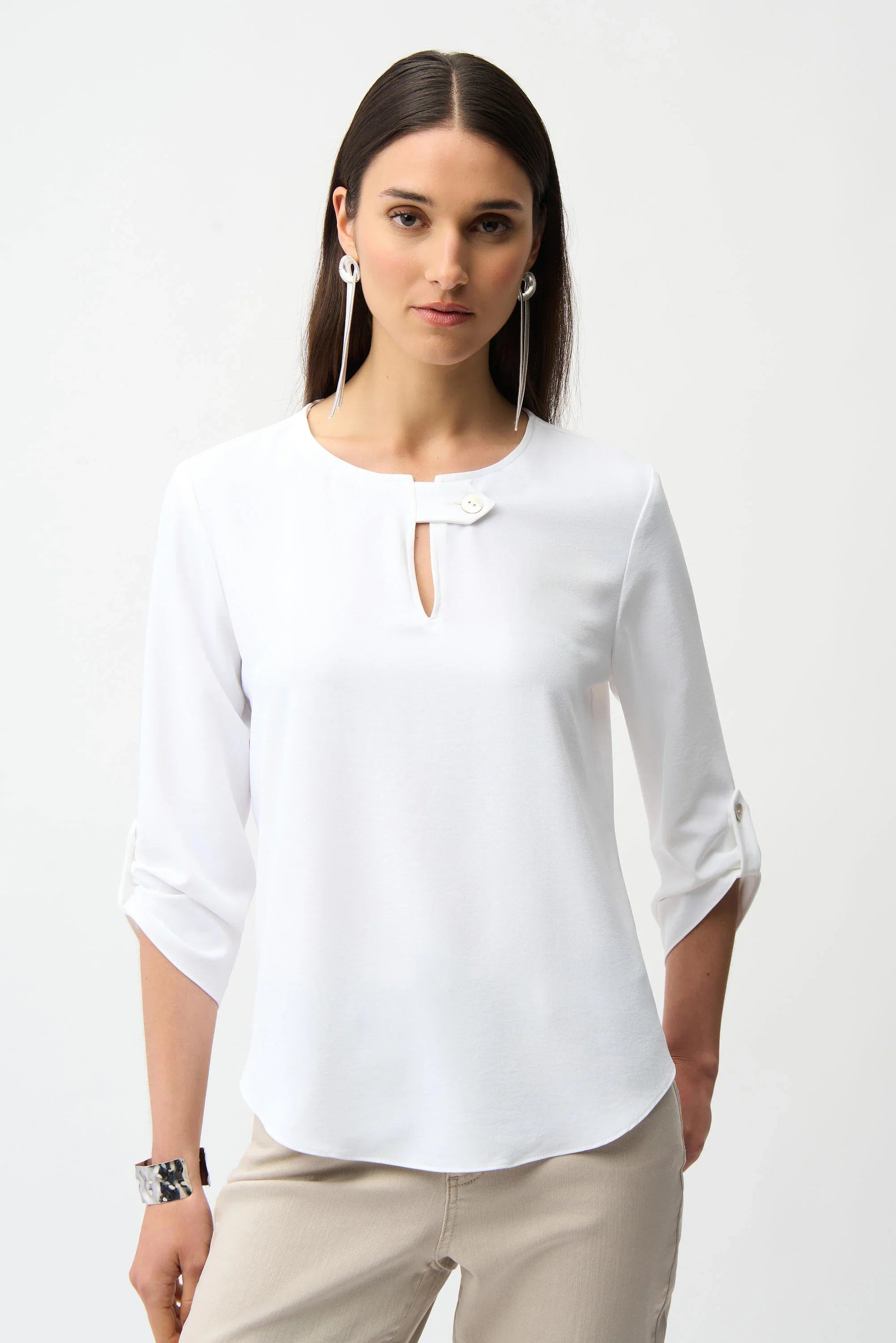 Keyhole Button Dolman Top