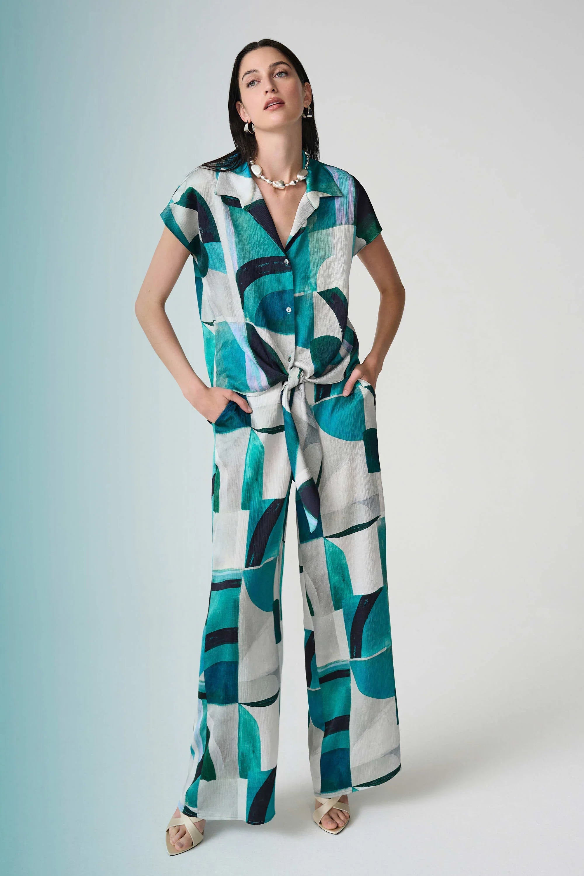 Geometric Wide Leg Pants