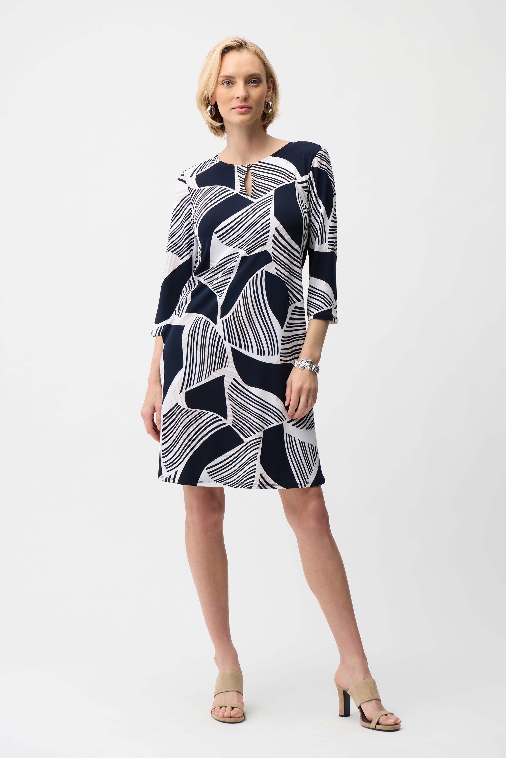 Geometric Keyhole Sleeve Dress