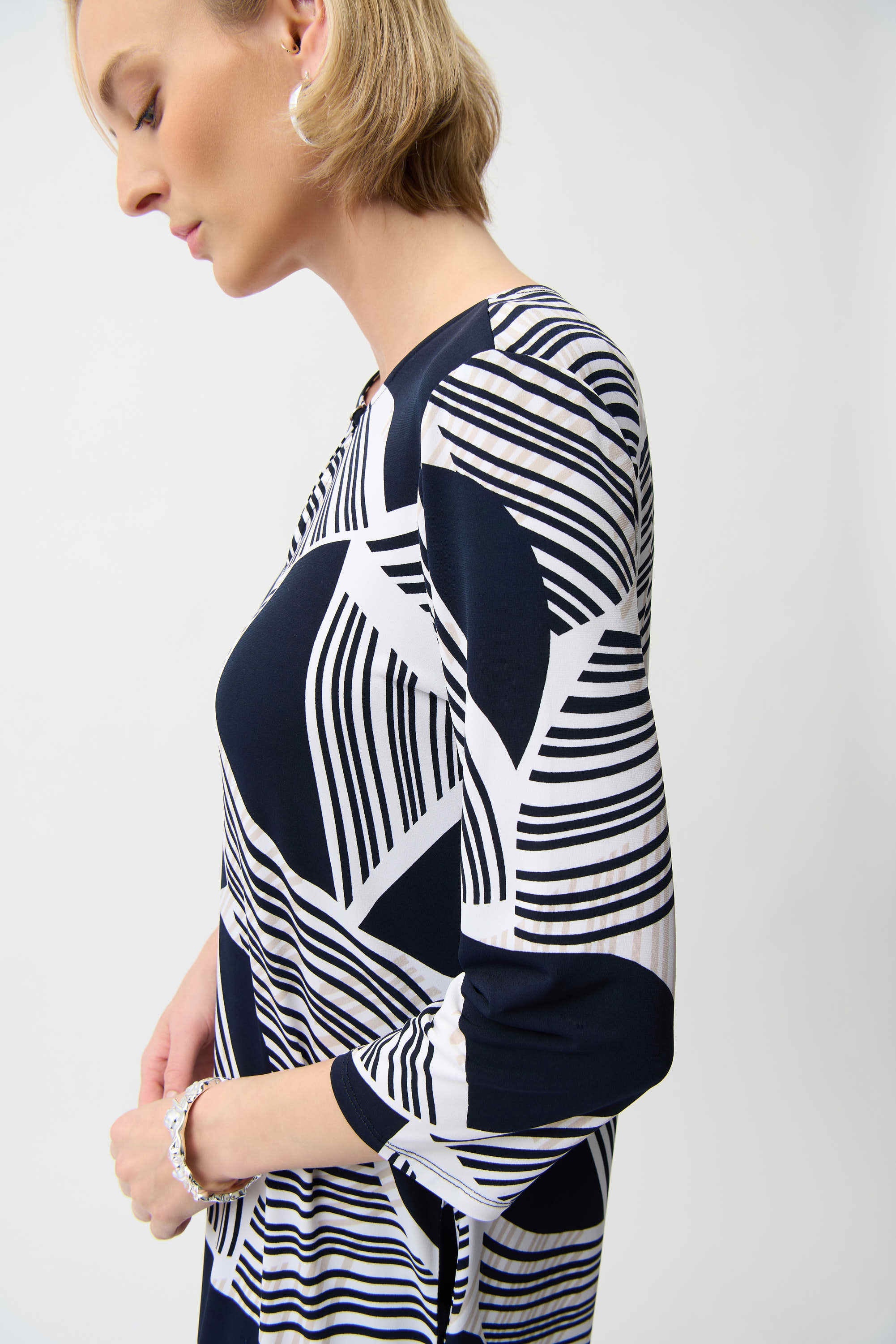 Geometric Keyhole Sleeve Dress