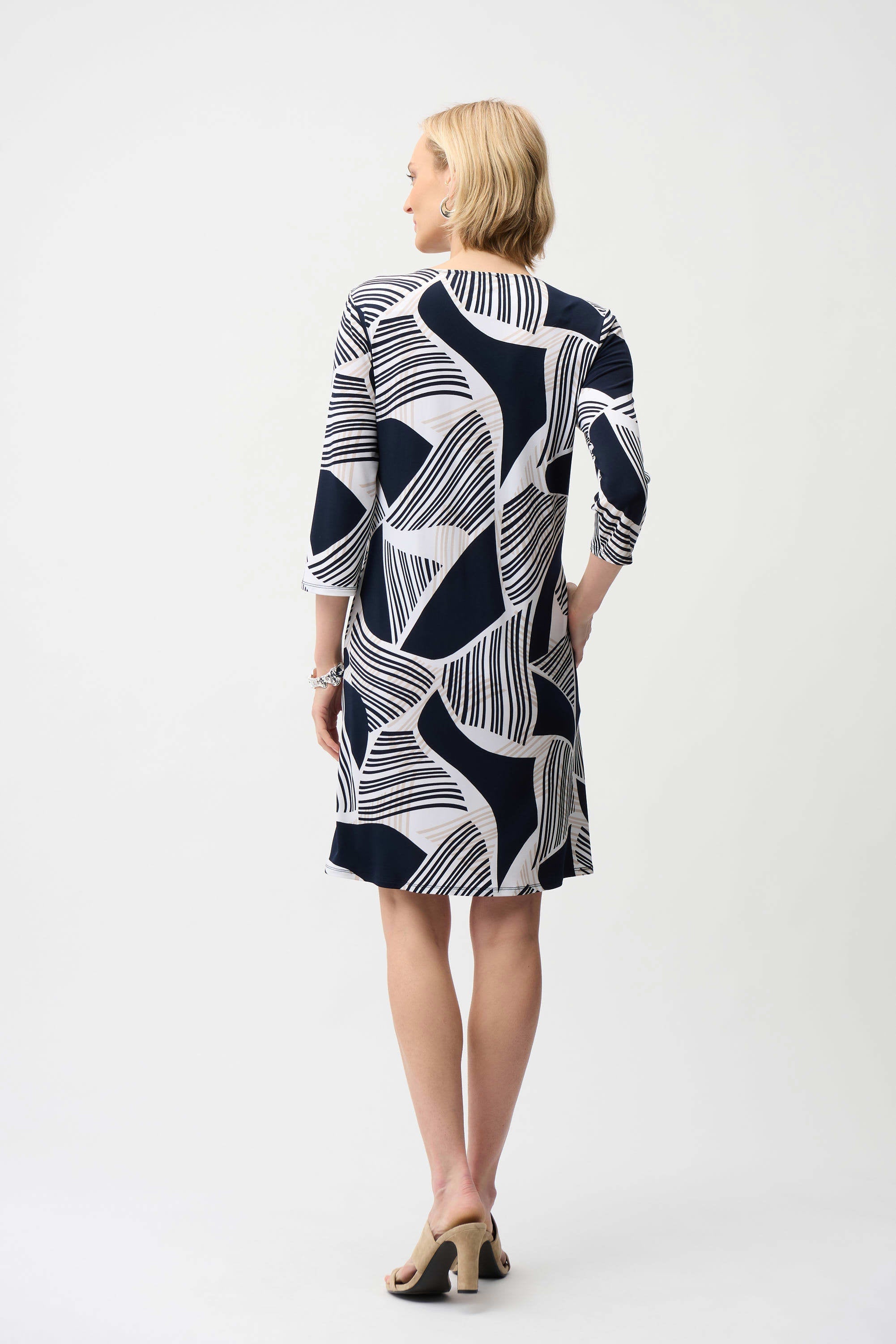 Geometric Keyhole Sleeve Dress