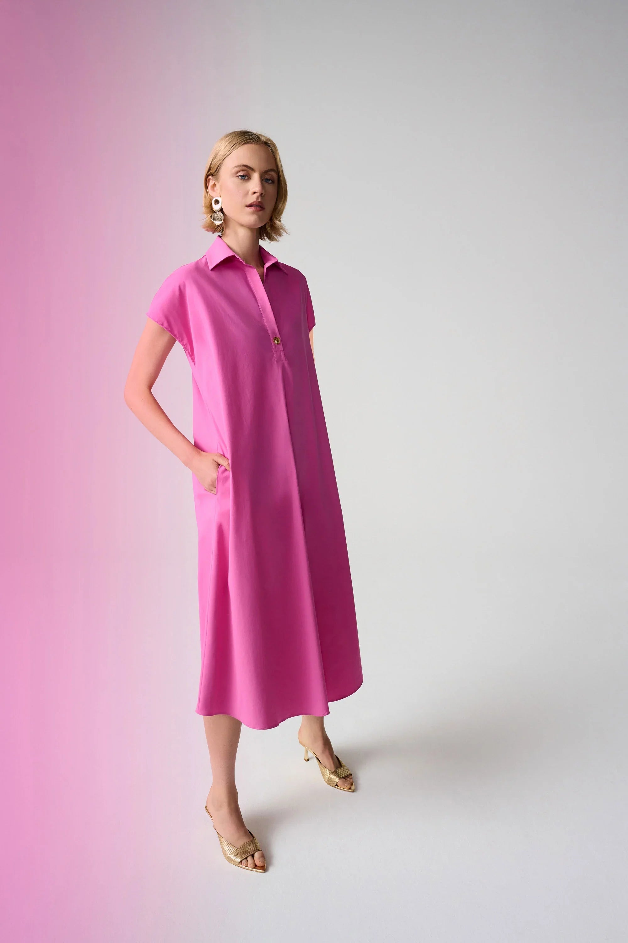 Trapeze Poplin Shirt Dress