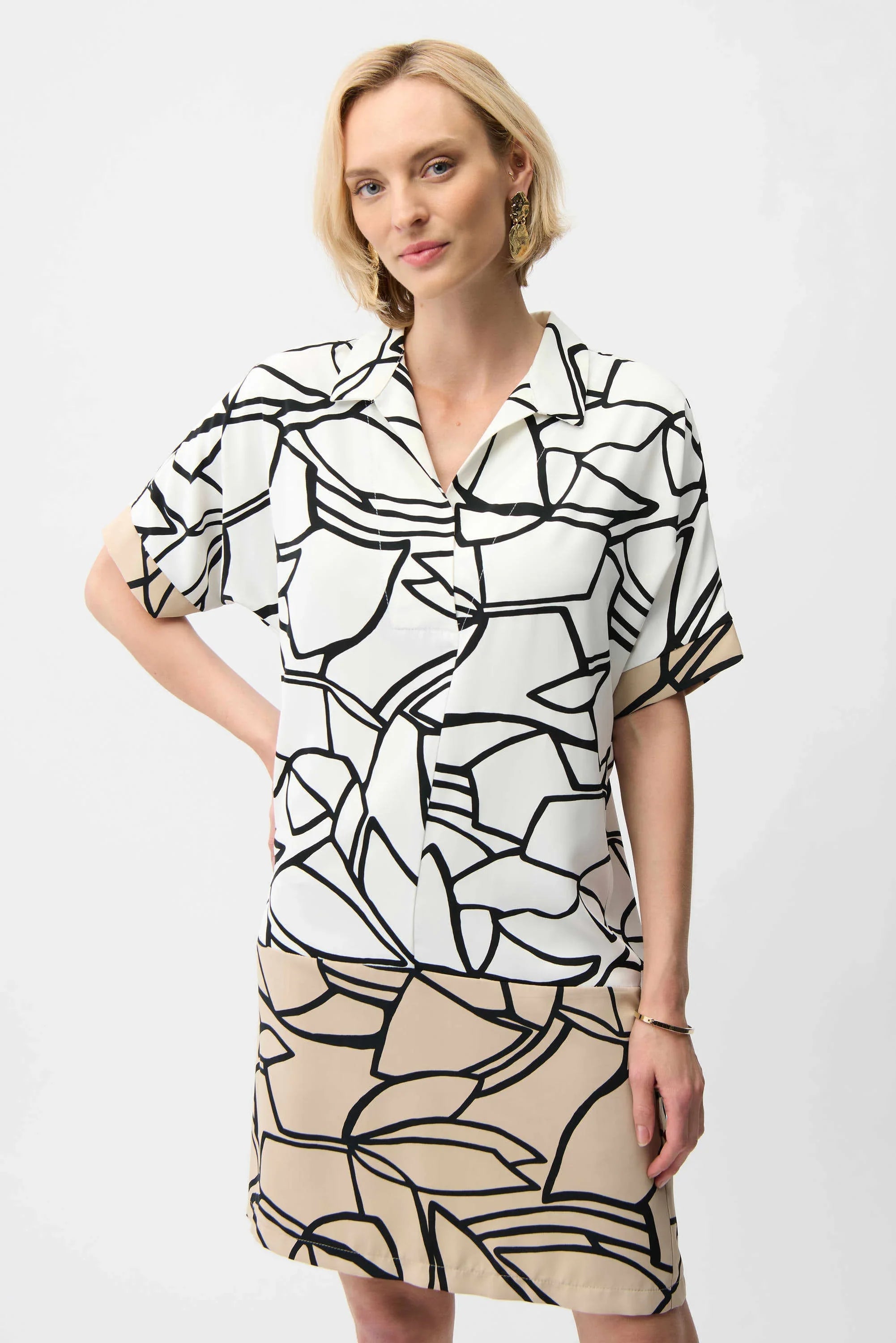 Abstract Print Dolman Dress