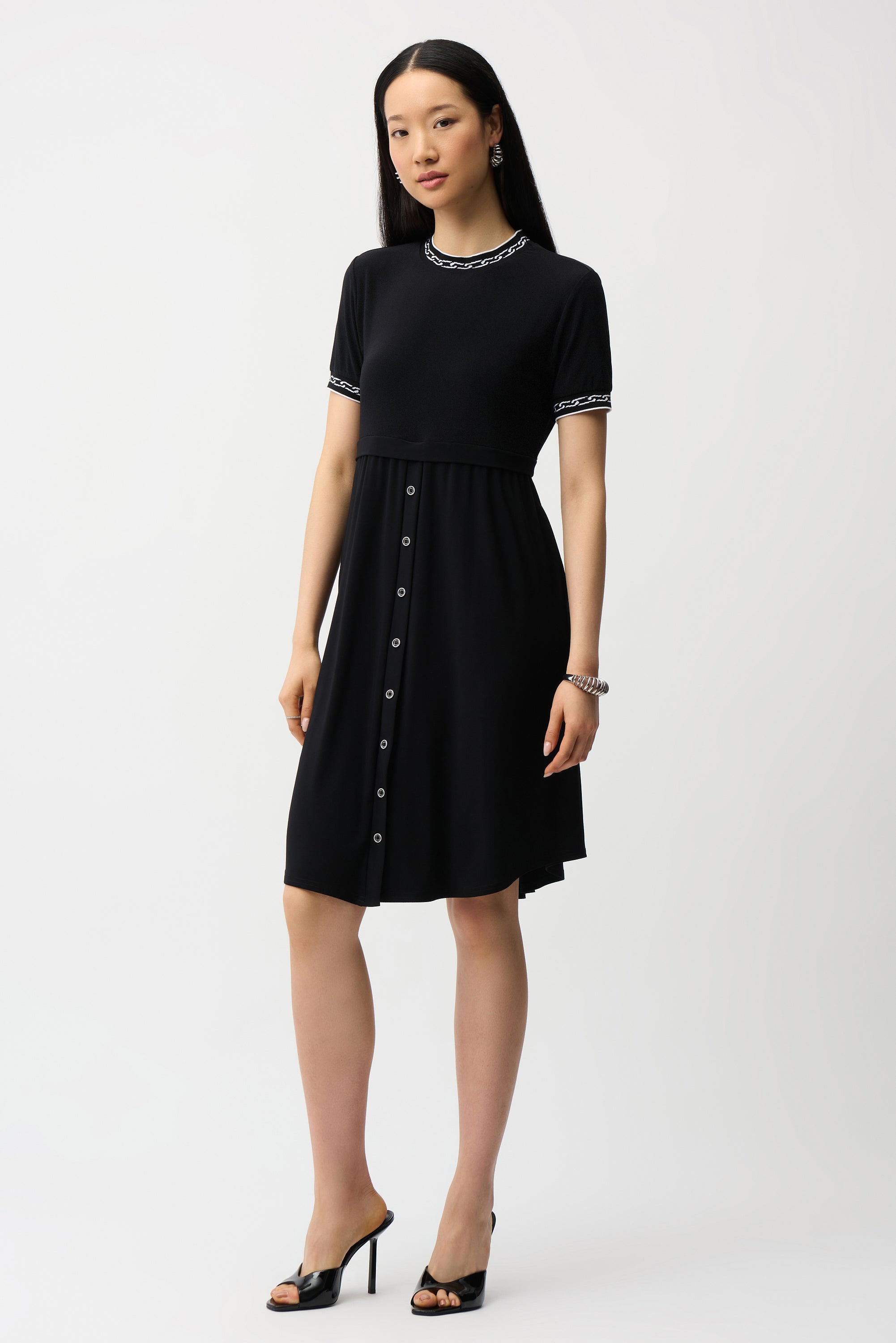 Ribbed Crew Button Dress