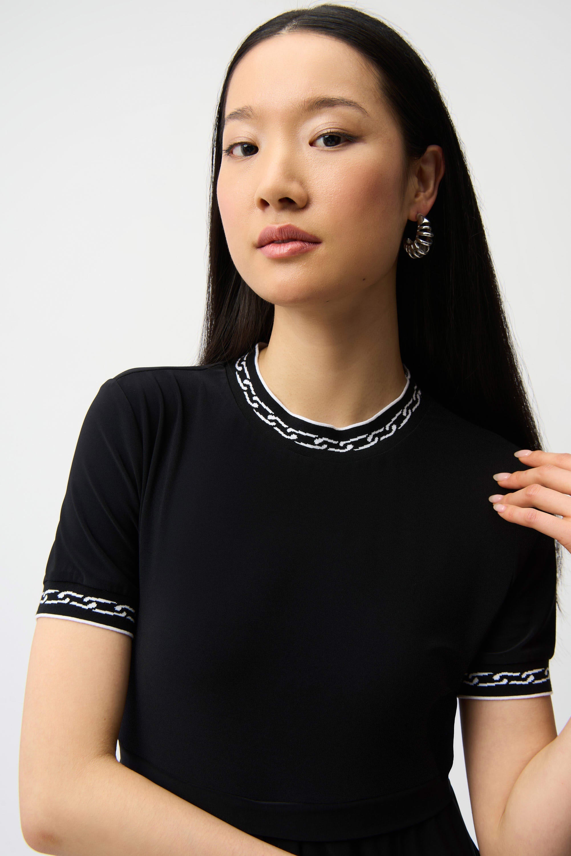 Ribbed Crew Button Dress