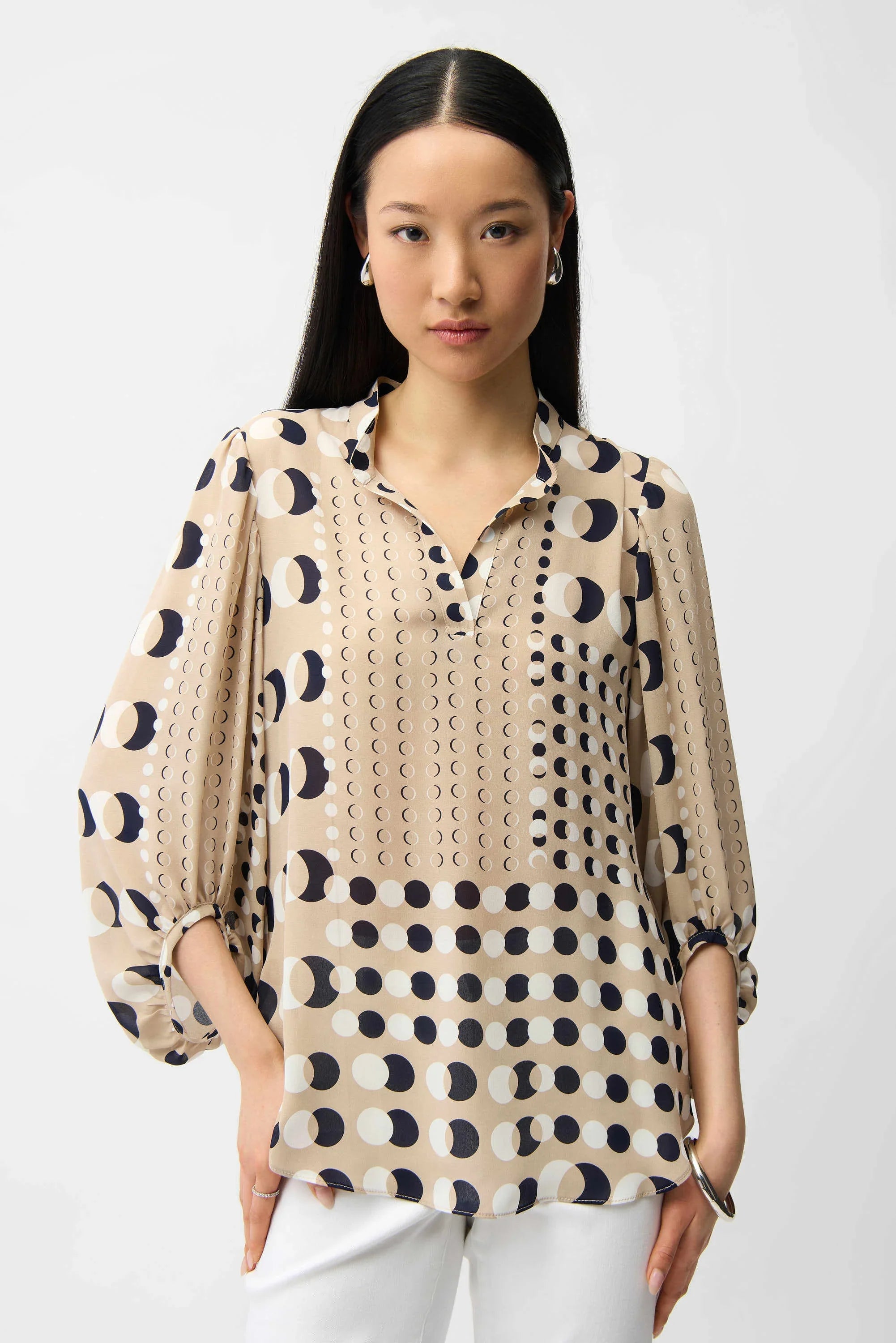 Dotted Georgette Puff Sleeve Tunic
