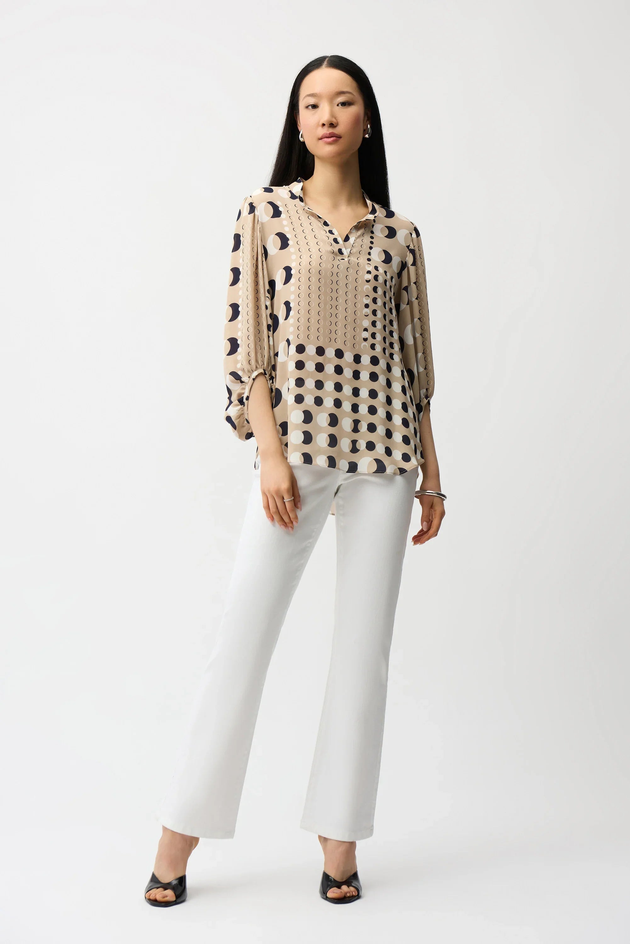 Dotted Georgette Puff Sleeve Tunic