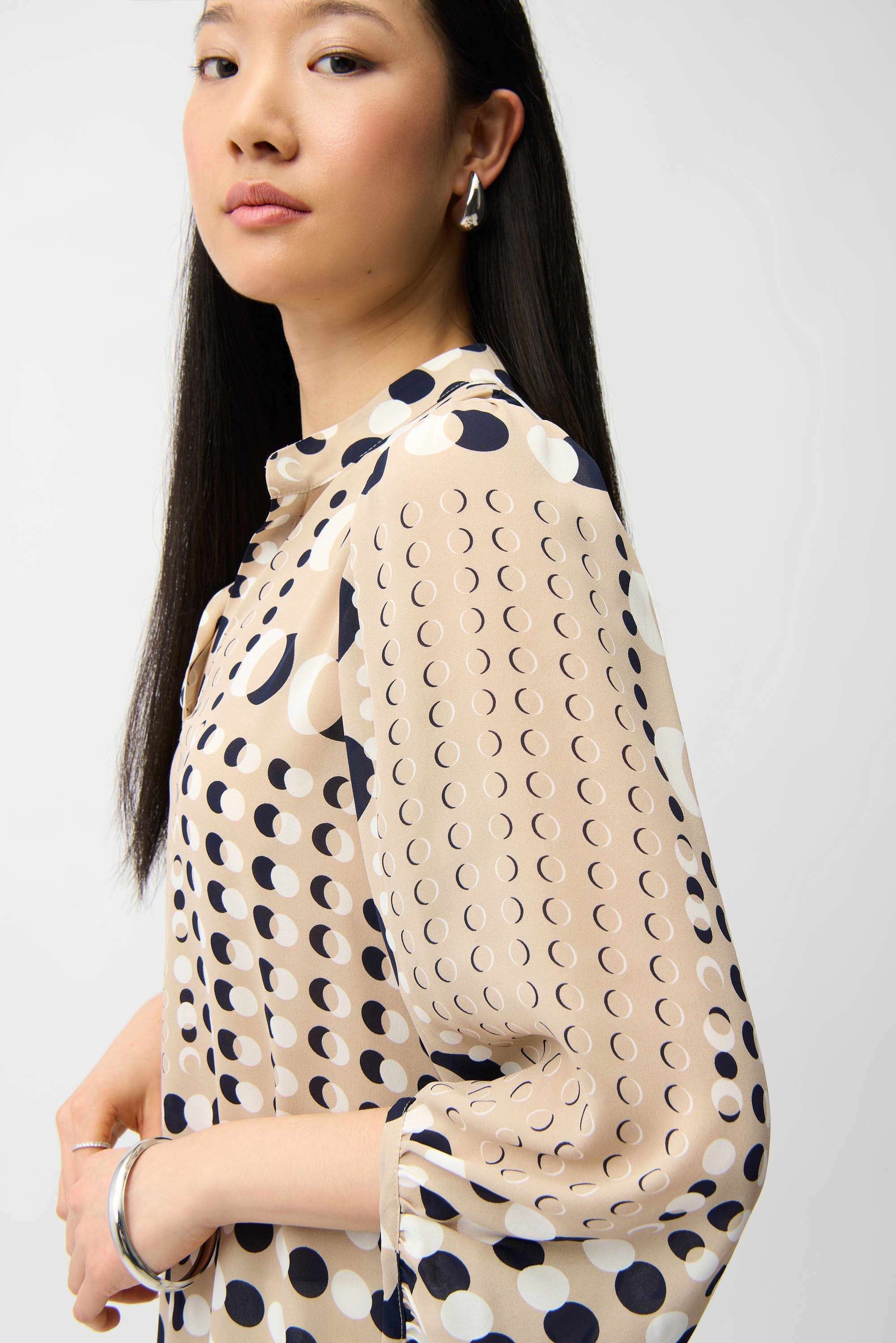Dotted Georgette Puff Sleeve Tunic