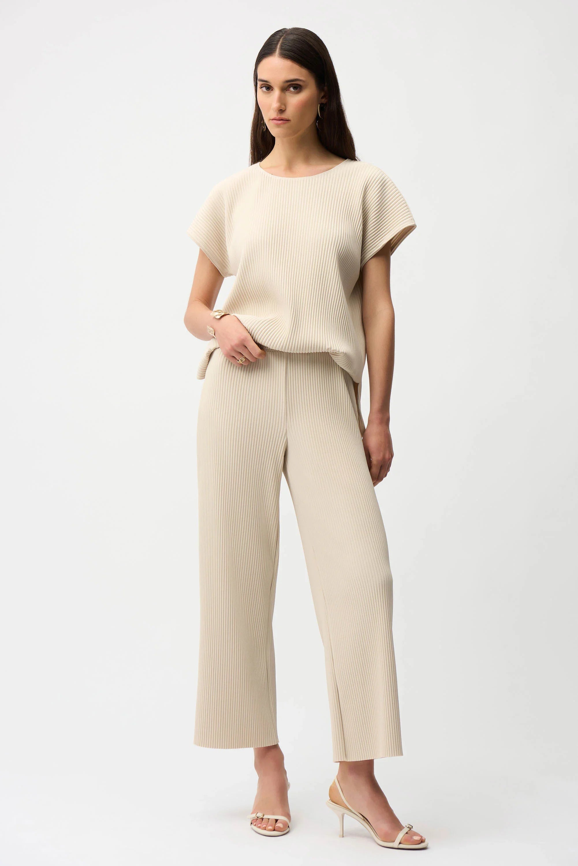 Pleated Wide Leg Scuba Pants