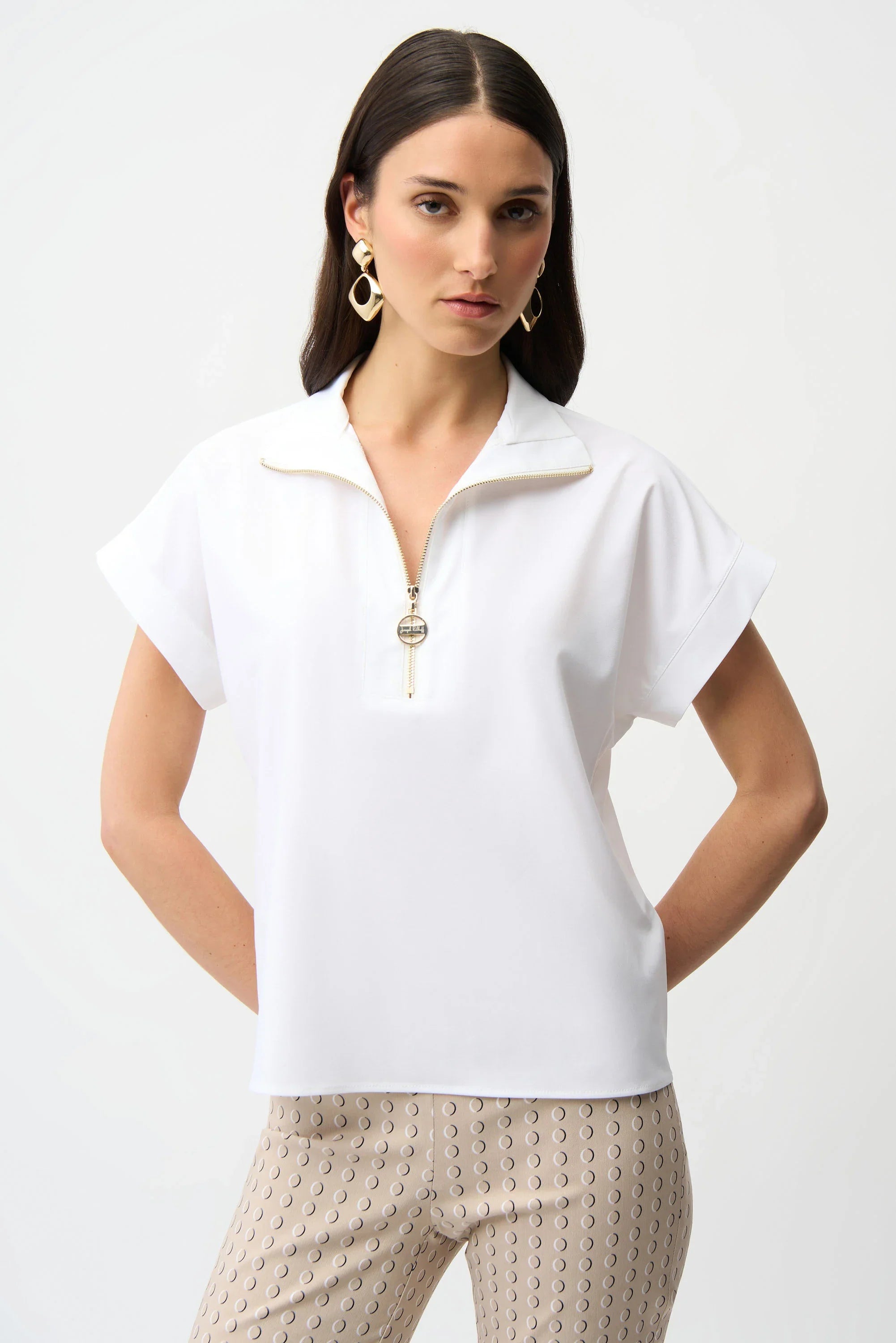 Zip Collar Structured Top