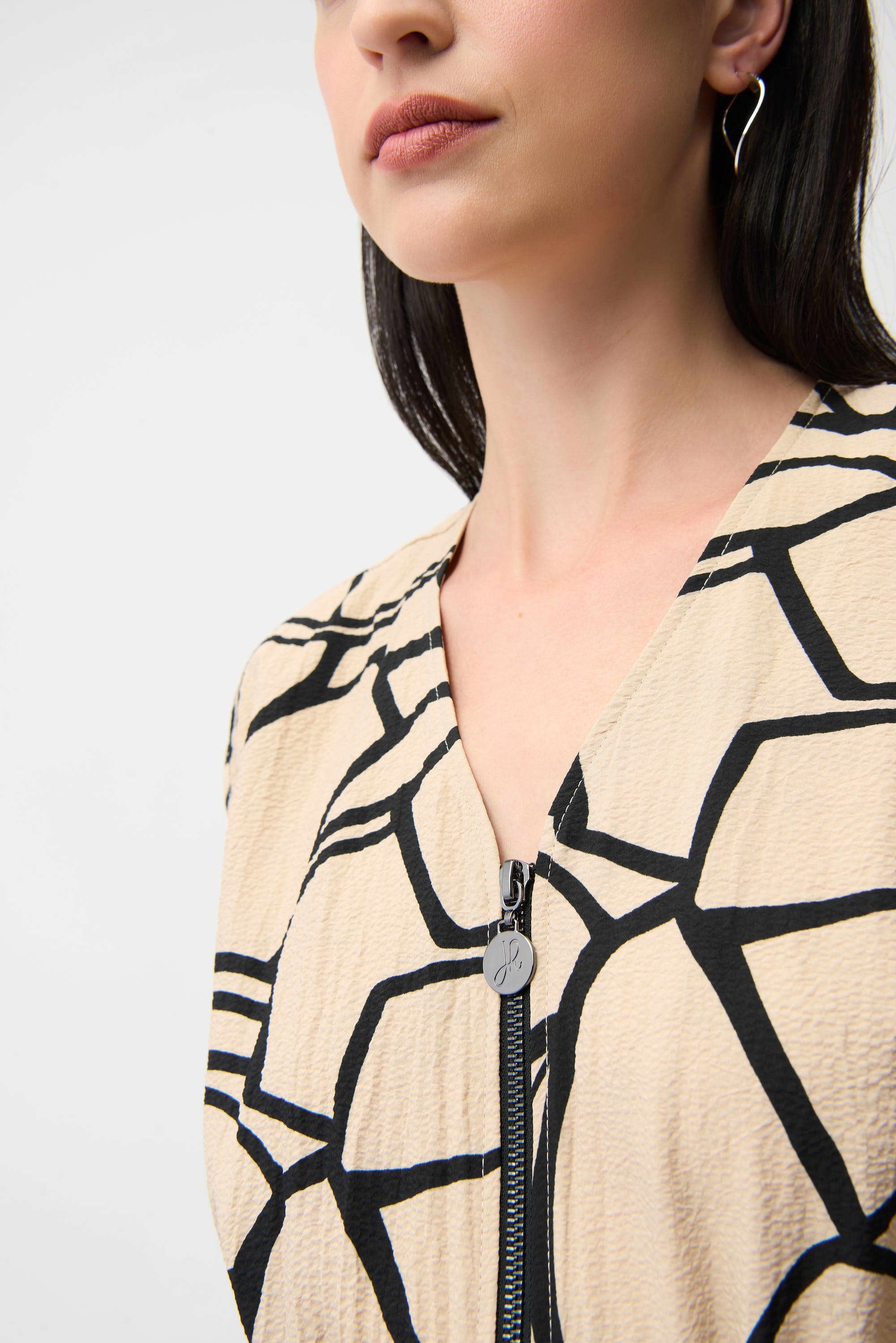 Seersucker Zipper Waistband Dress