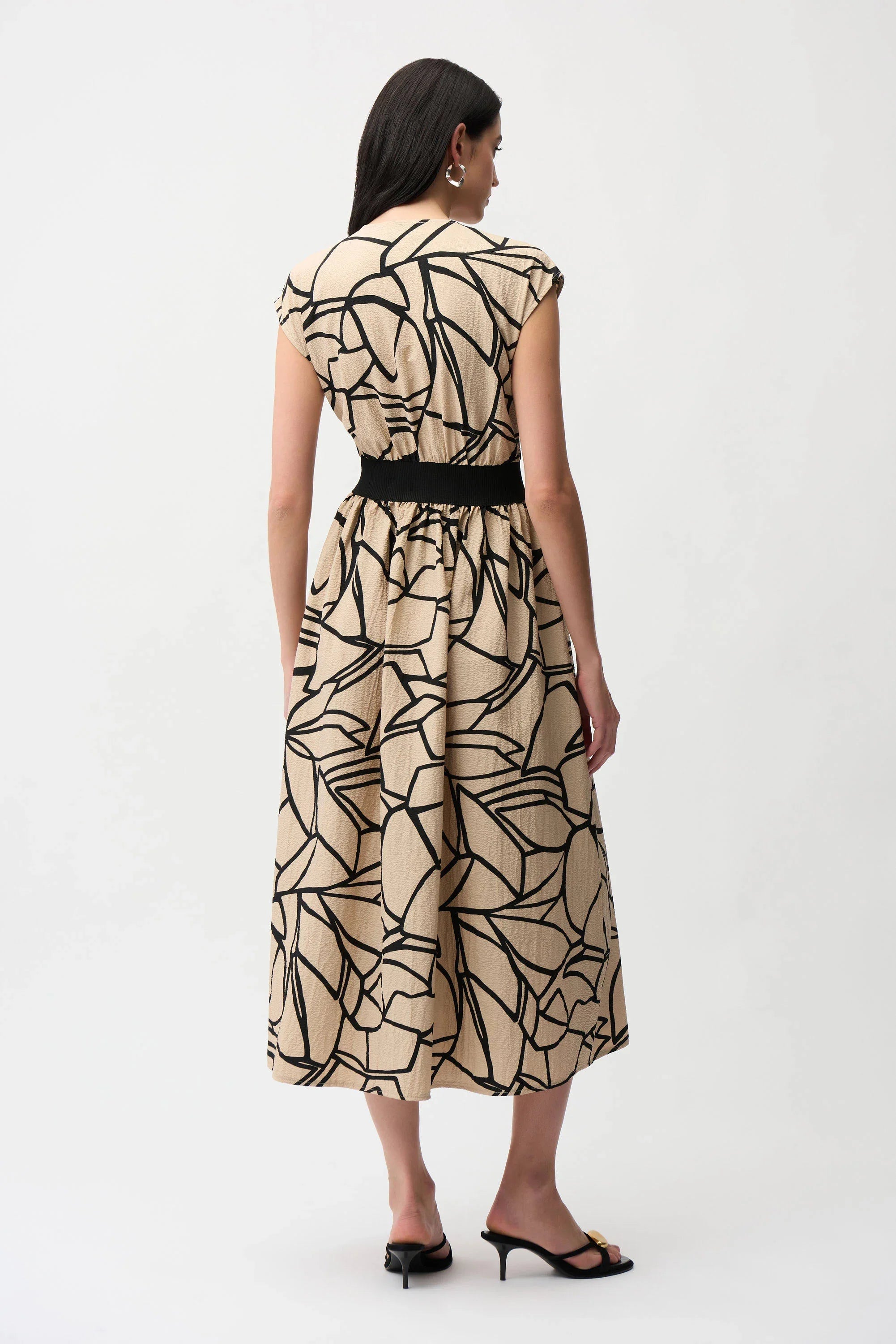 Seersucker Zipper Waistband Dress