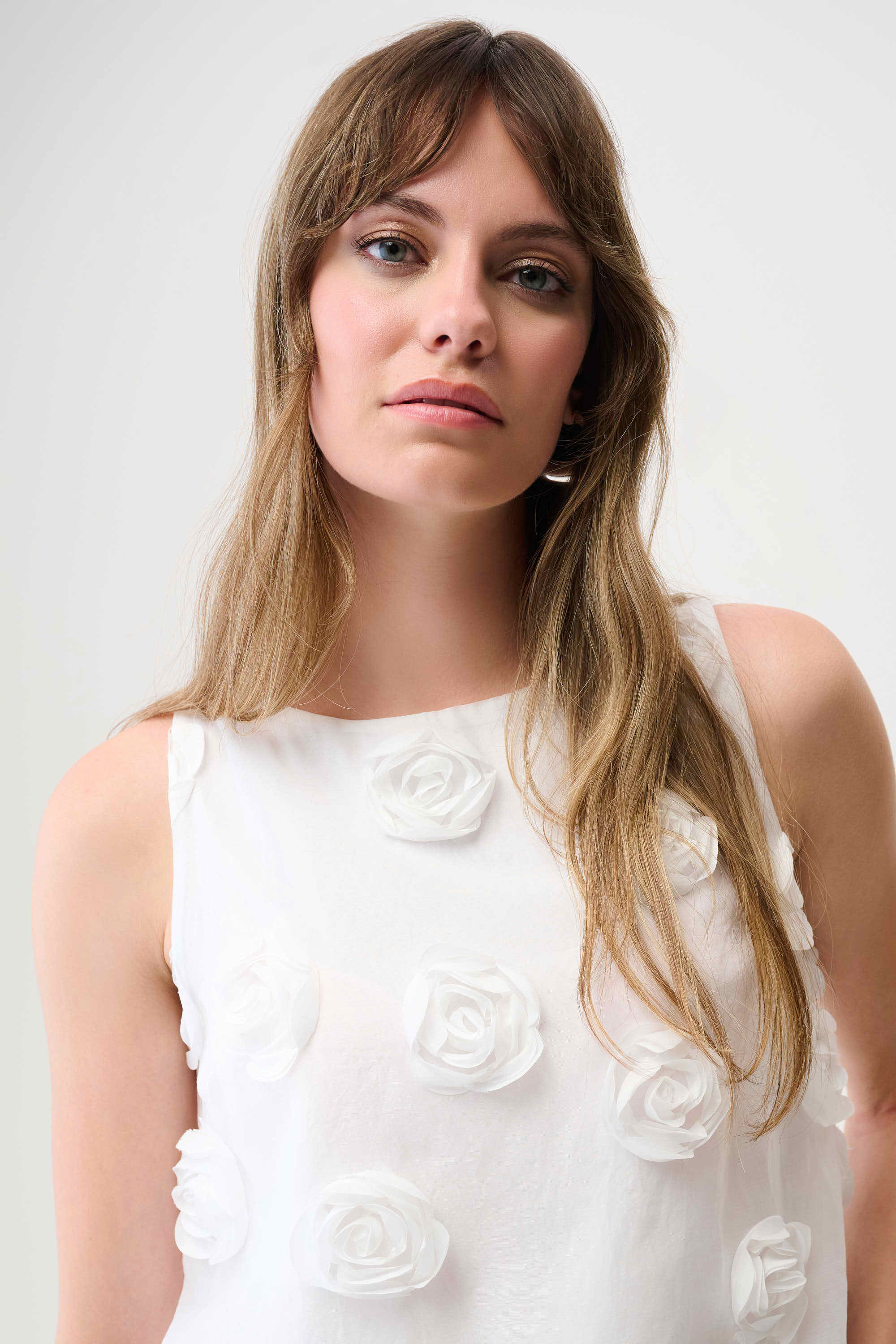 3D Floral Boat Neck Top
