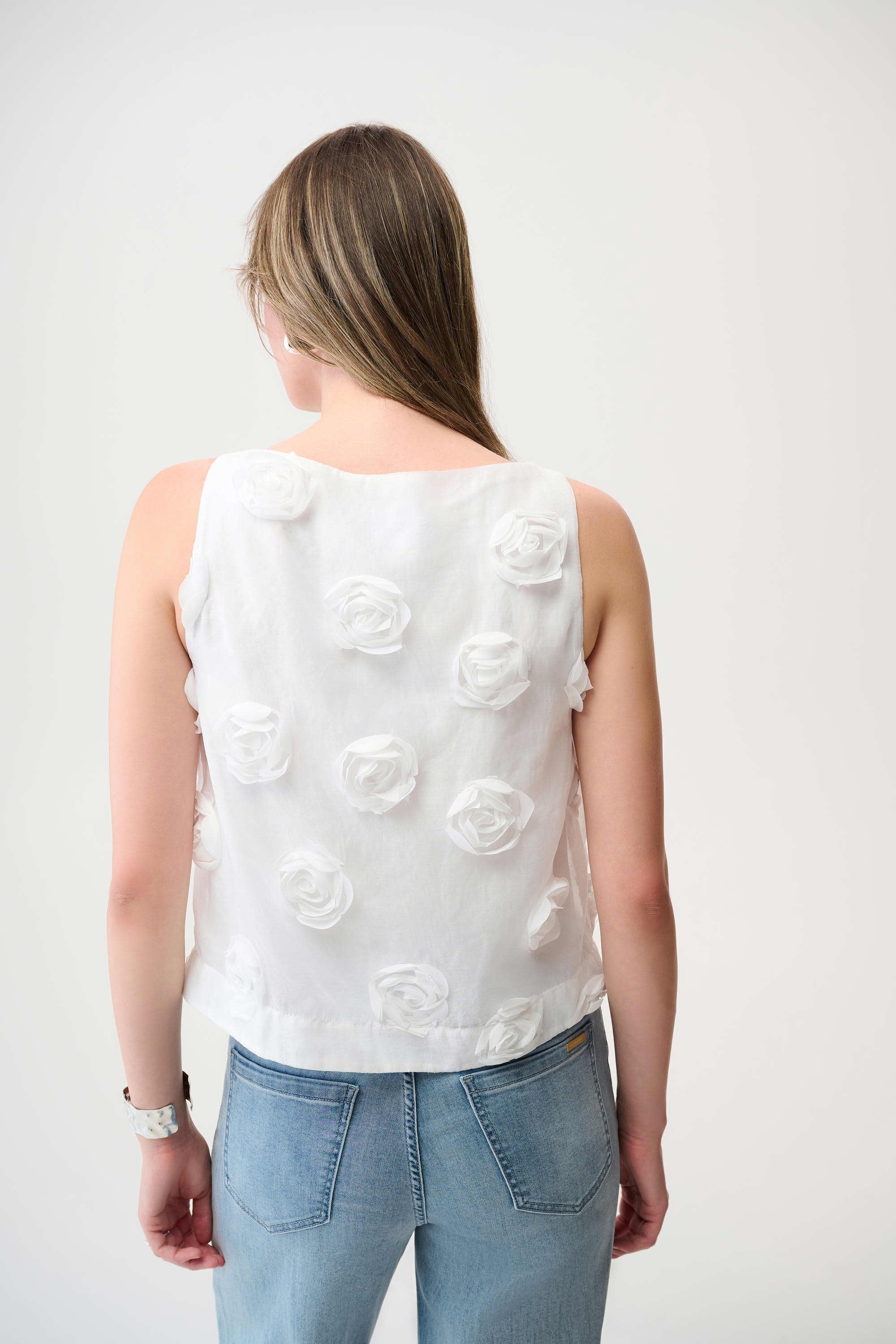3D Floral Boat Neck Top