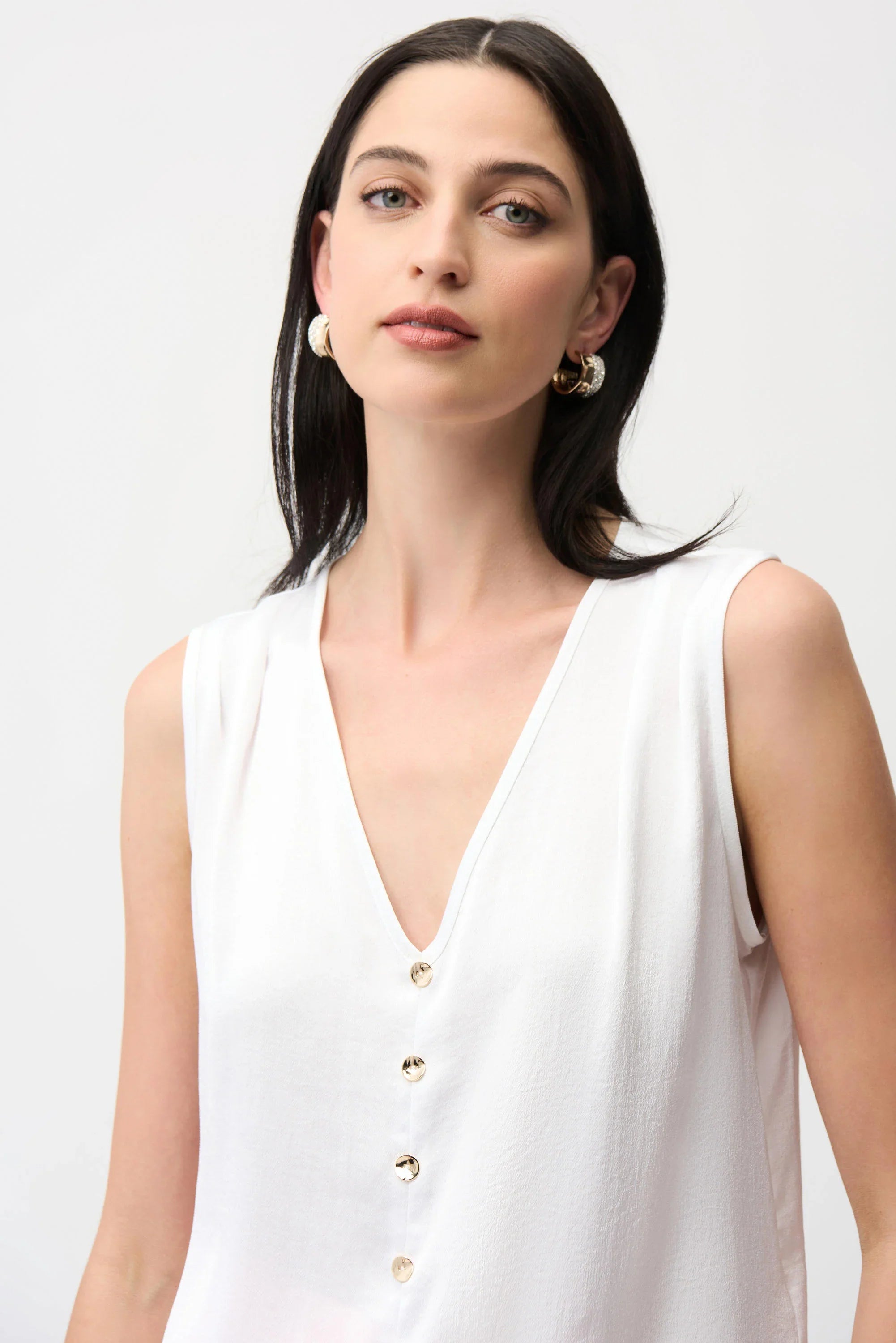 Gold Button V-Neck Top