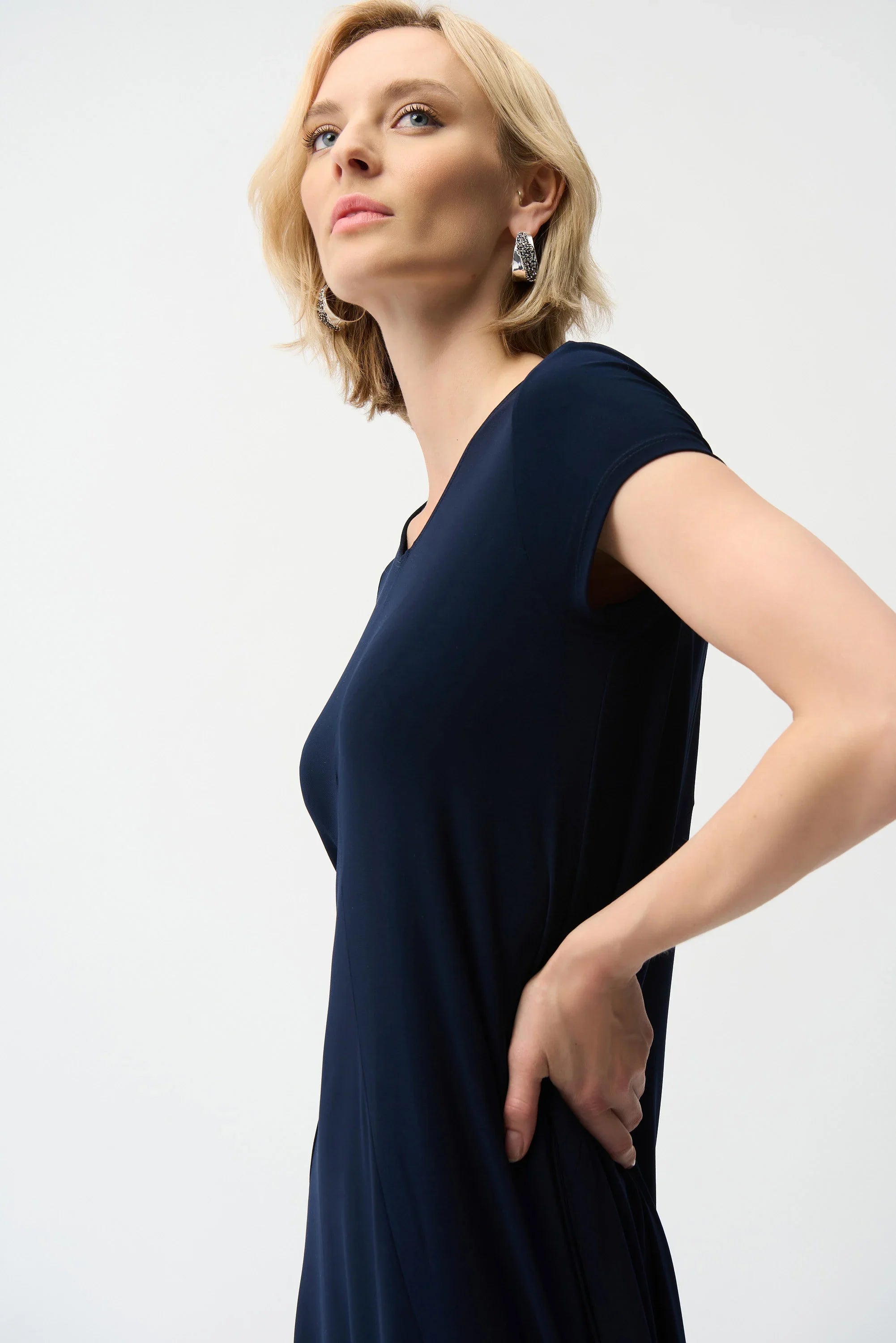Scoop Neck Cap Sleeve Dress
