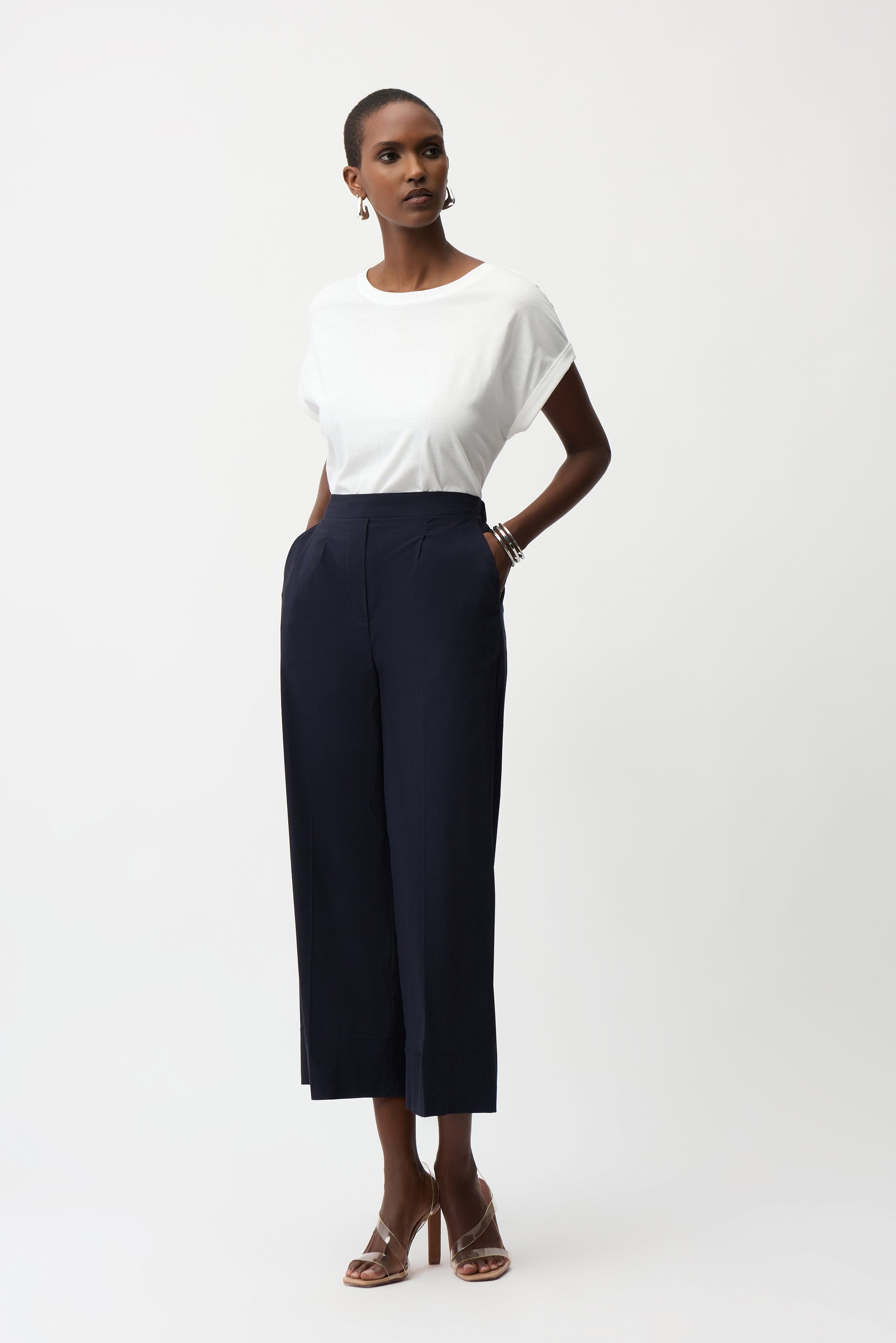 Stretch Poplin Culotte Pants
