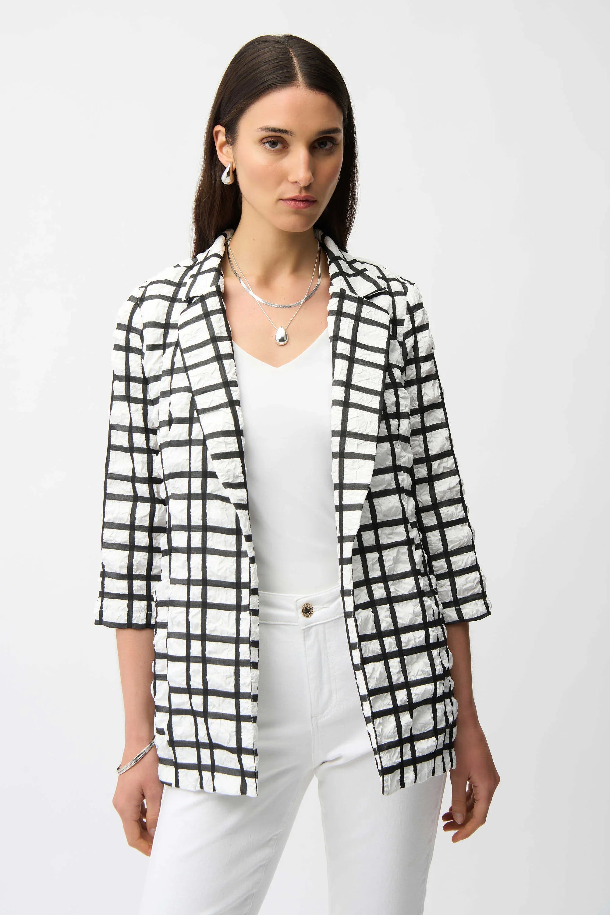 Plaid Jacquard Boxy Blazer