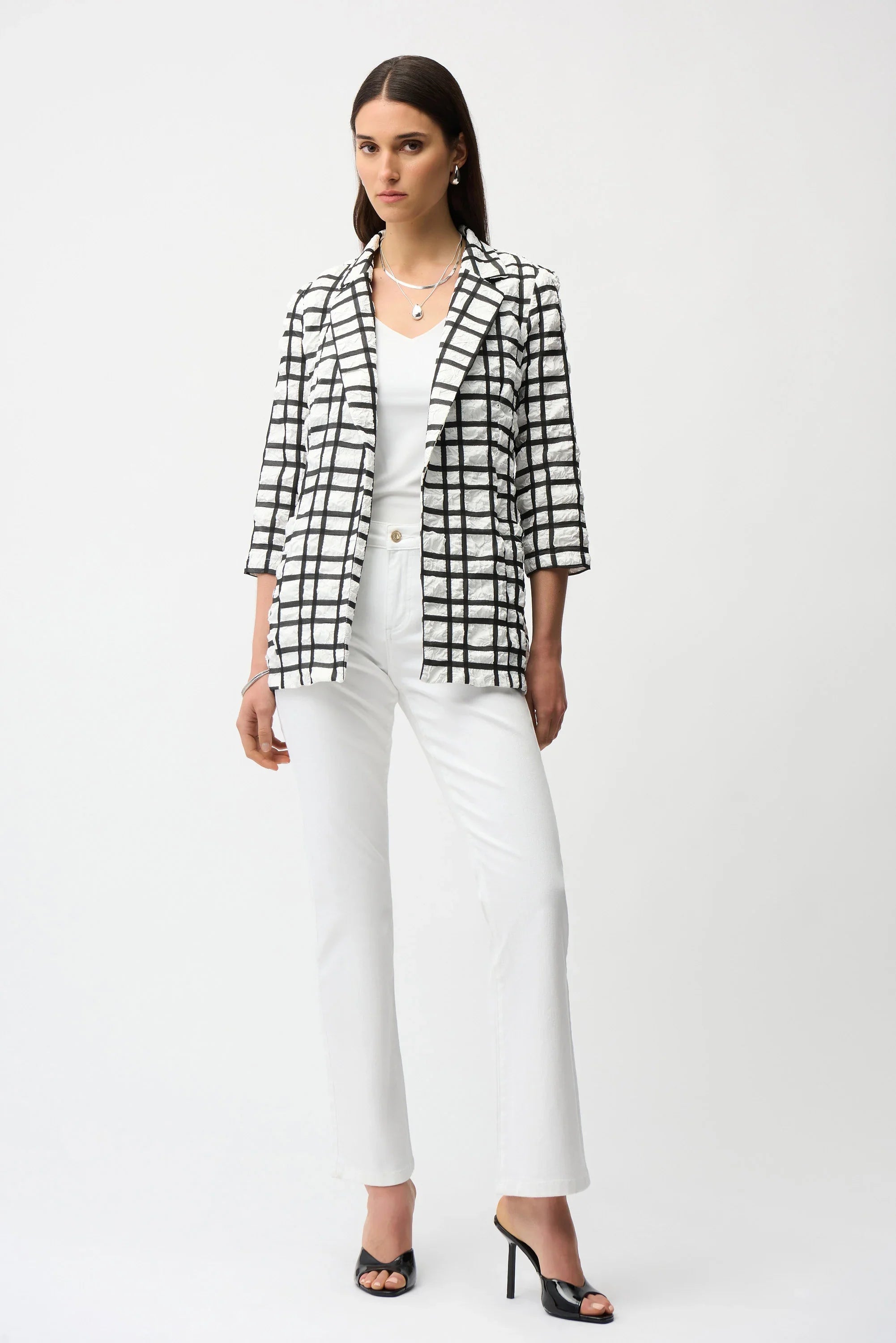 Plaid Jacquard Boxy Blazer