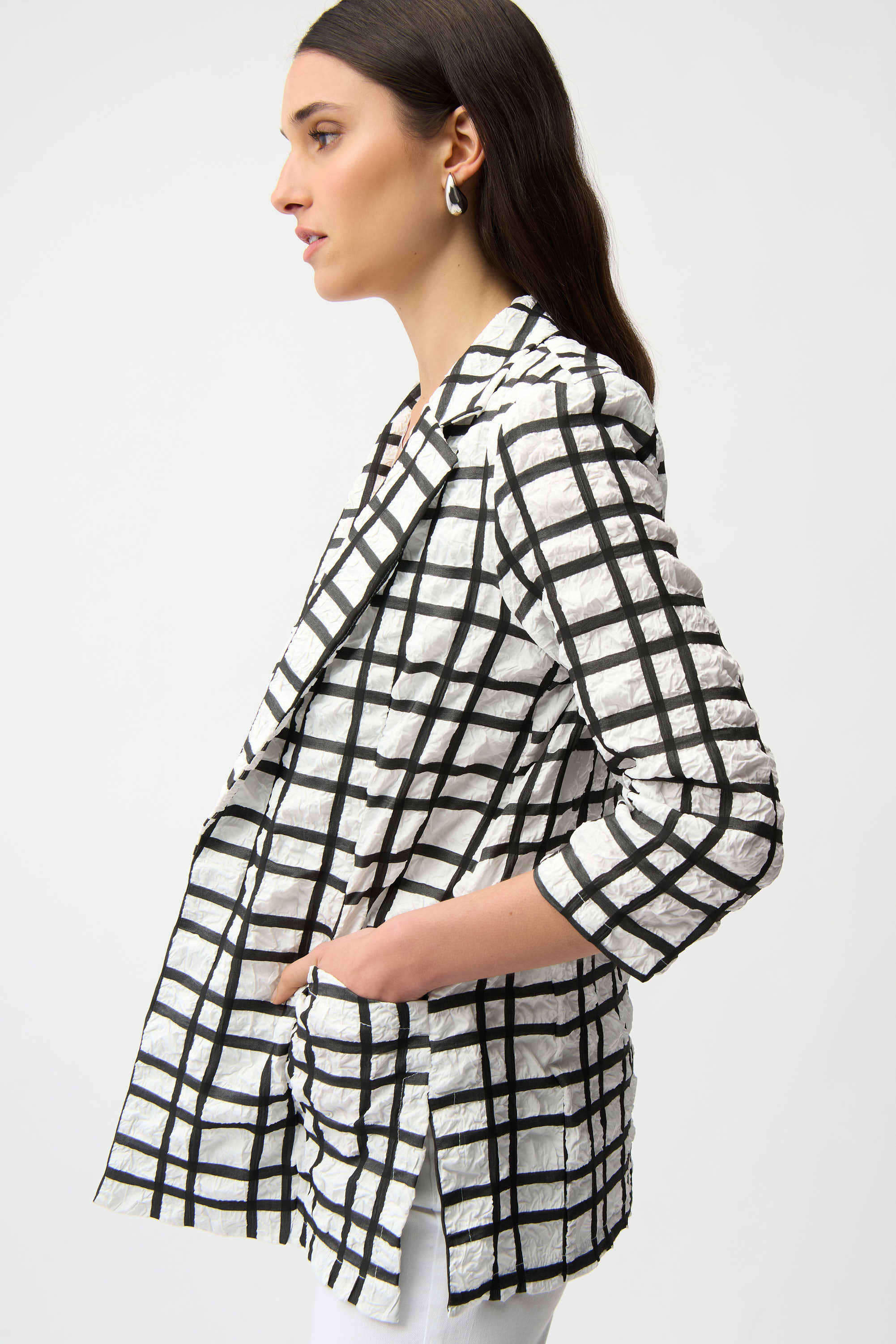 Plaid Jacquard Boxy Blazer