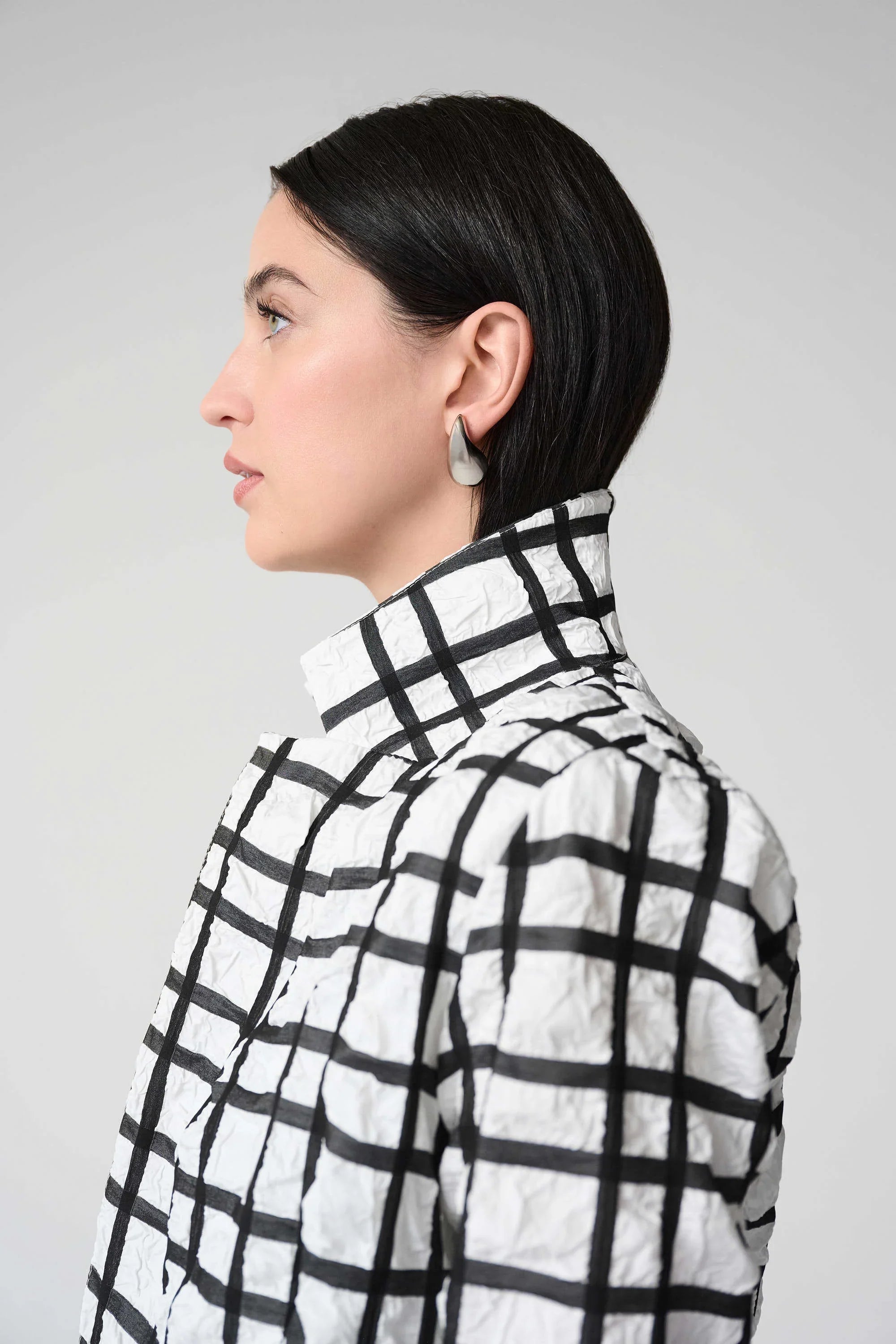Plaid Jacquard Boxy Blazer