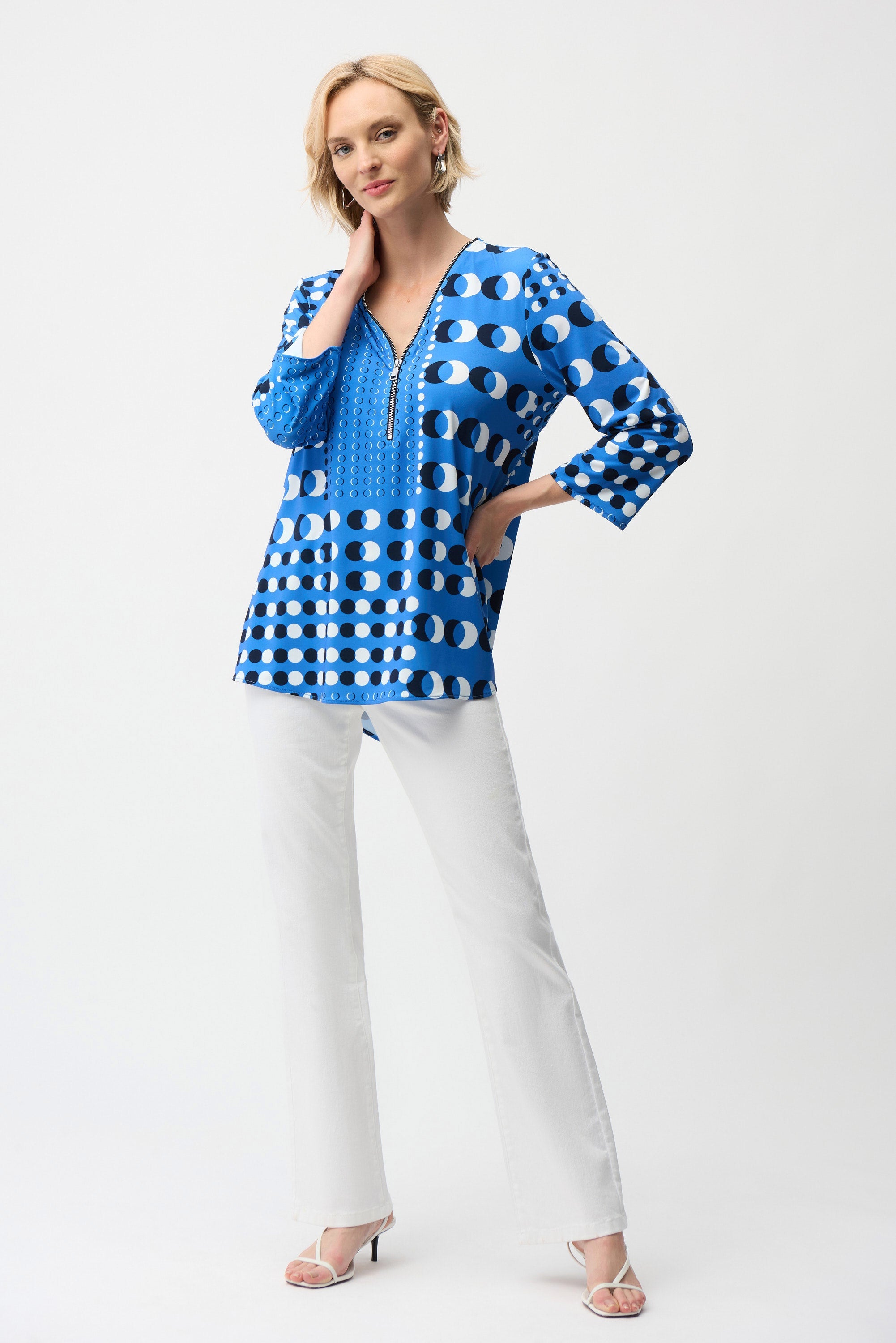 Dot Print V-Neck Tunic
