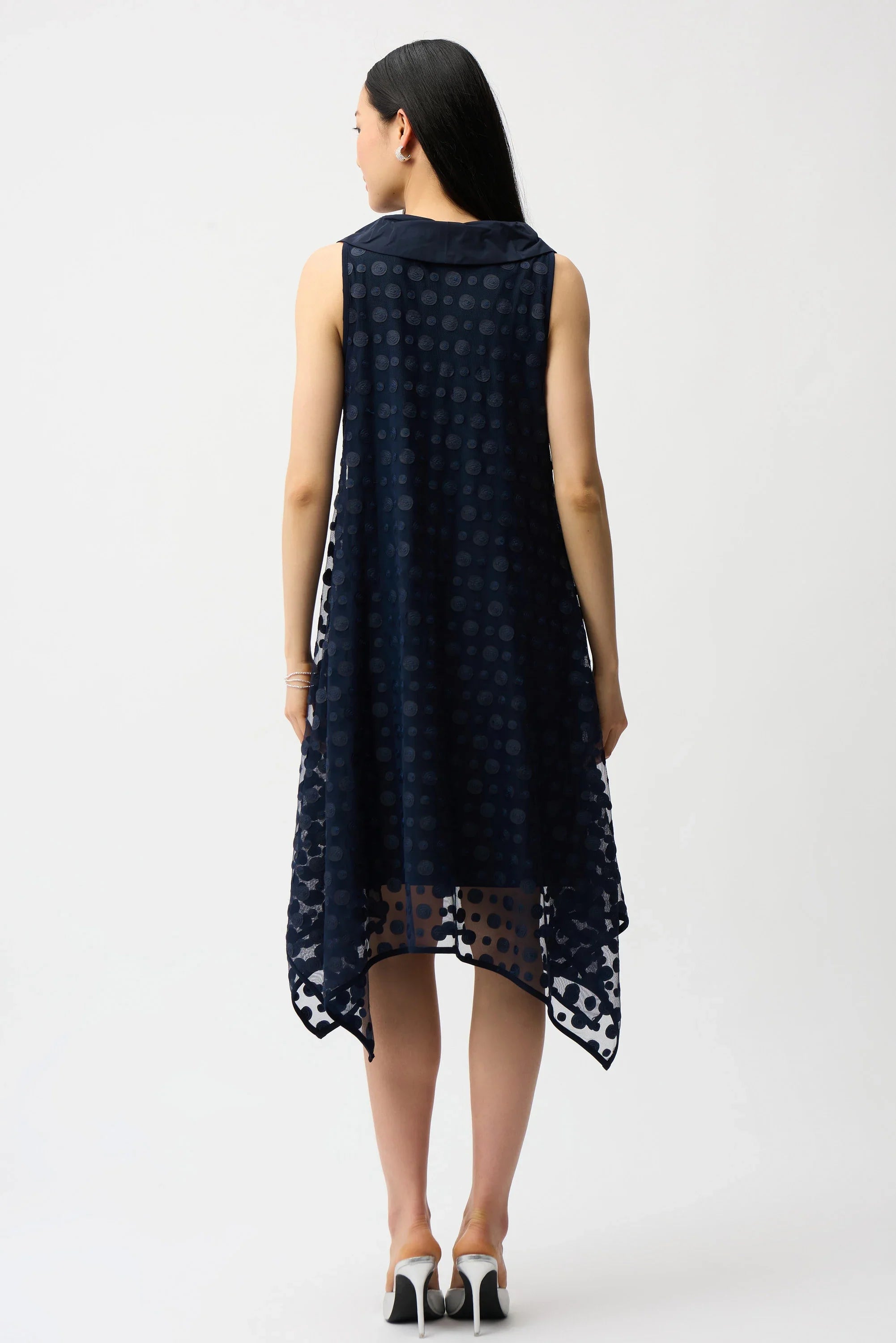 Dot Embroidered Cowl Dress