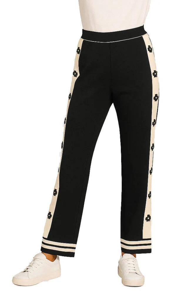 Pant With Side Stripe And Flowers