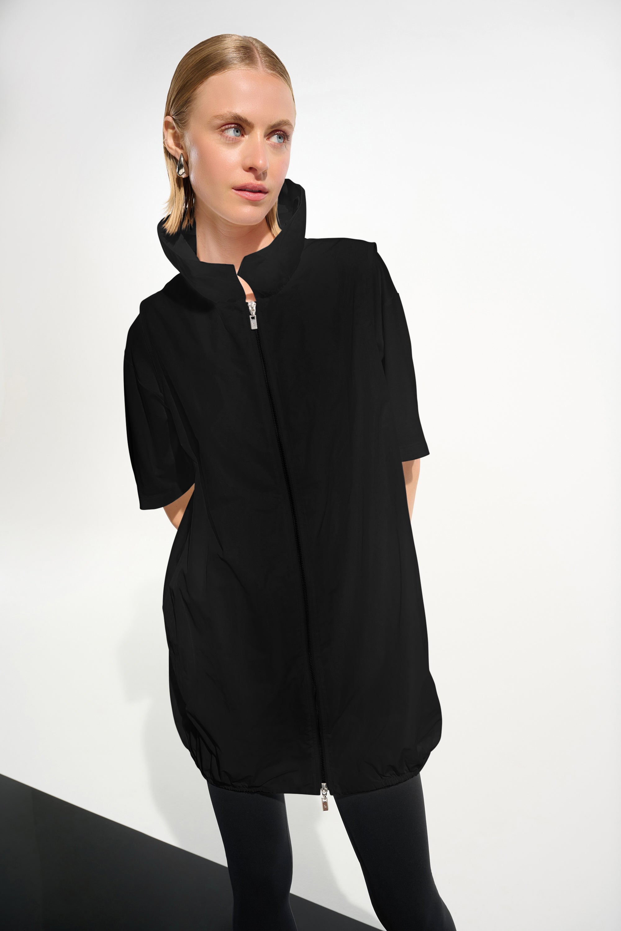 Shirred Collar Zip Vest