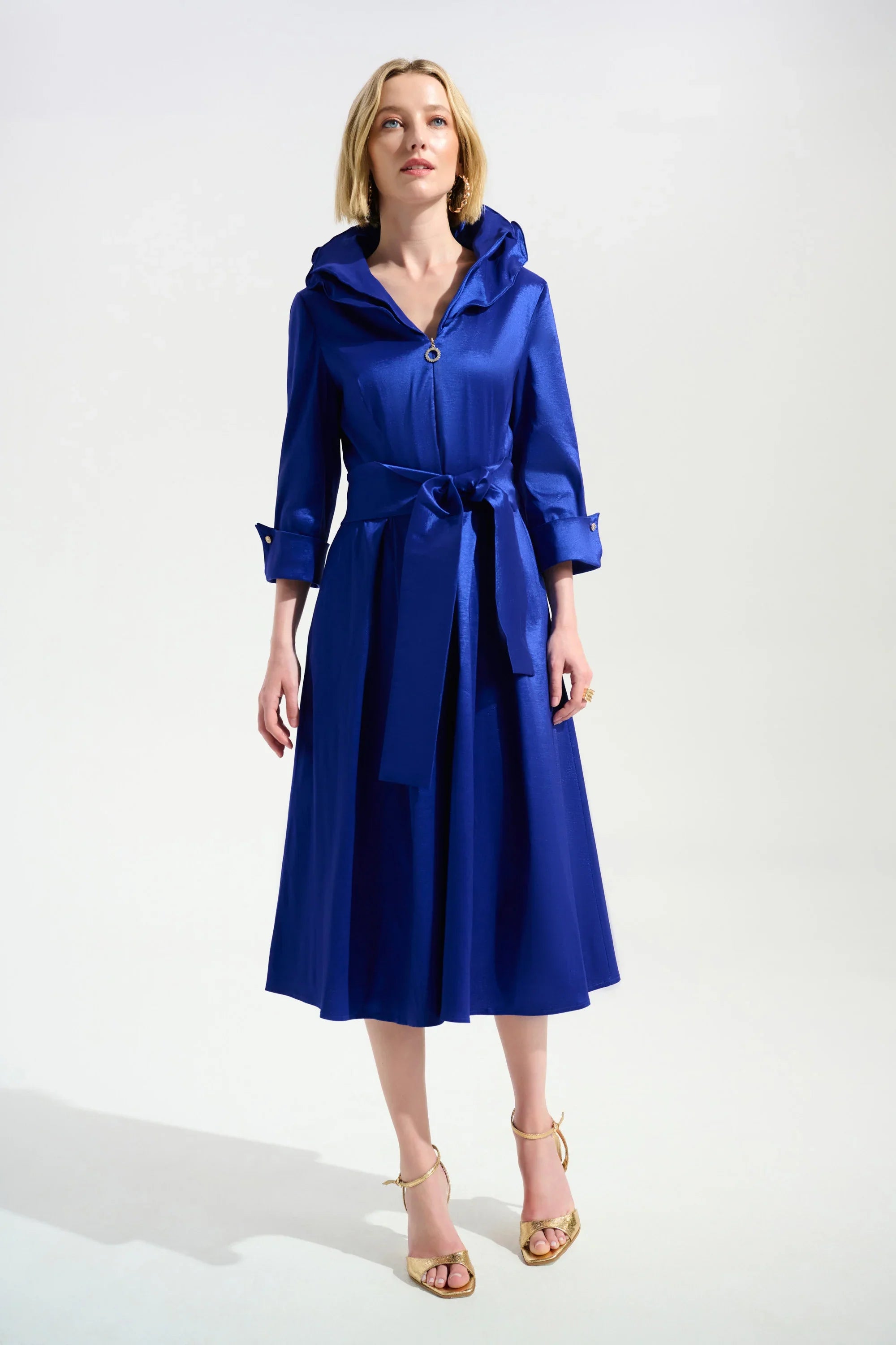 Taffeta Wired Lapel Dress