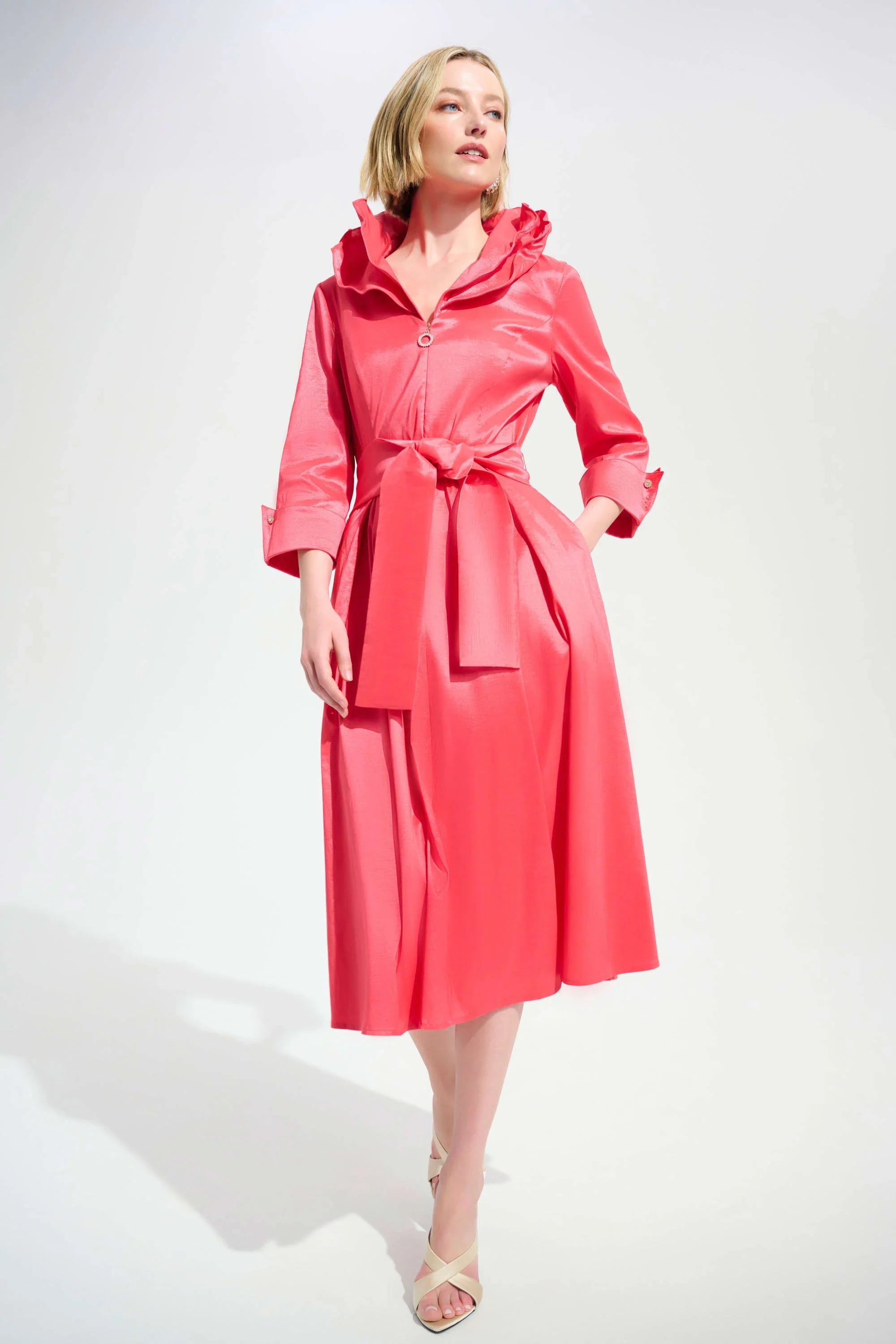 Taffeta Wired Lapel Dress