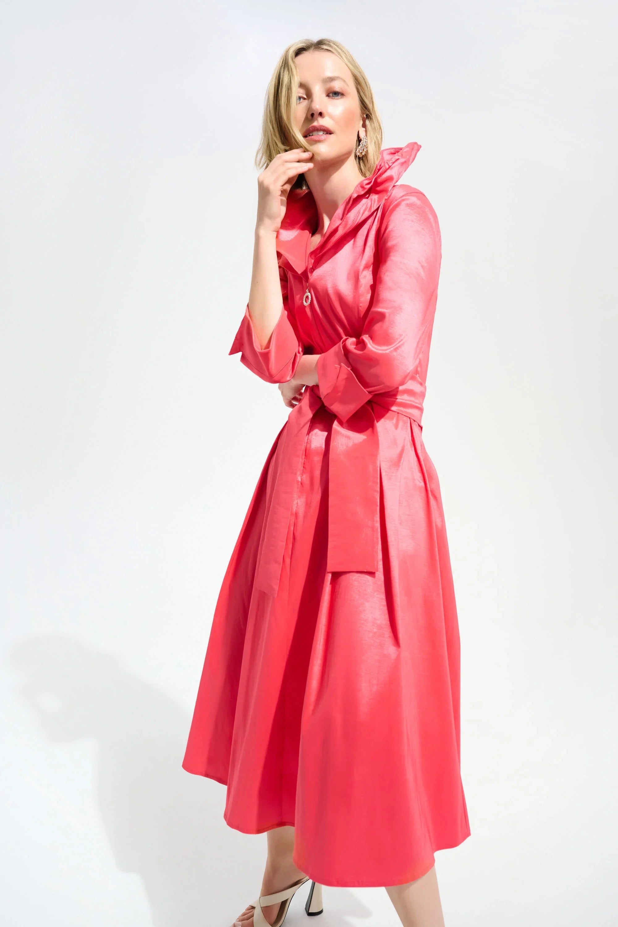 Taffeta Wired Lapel Dress