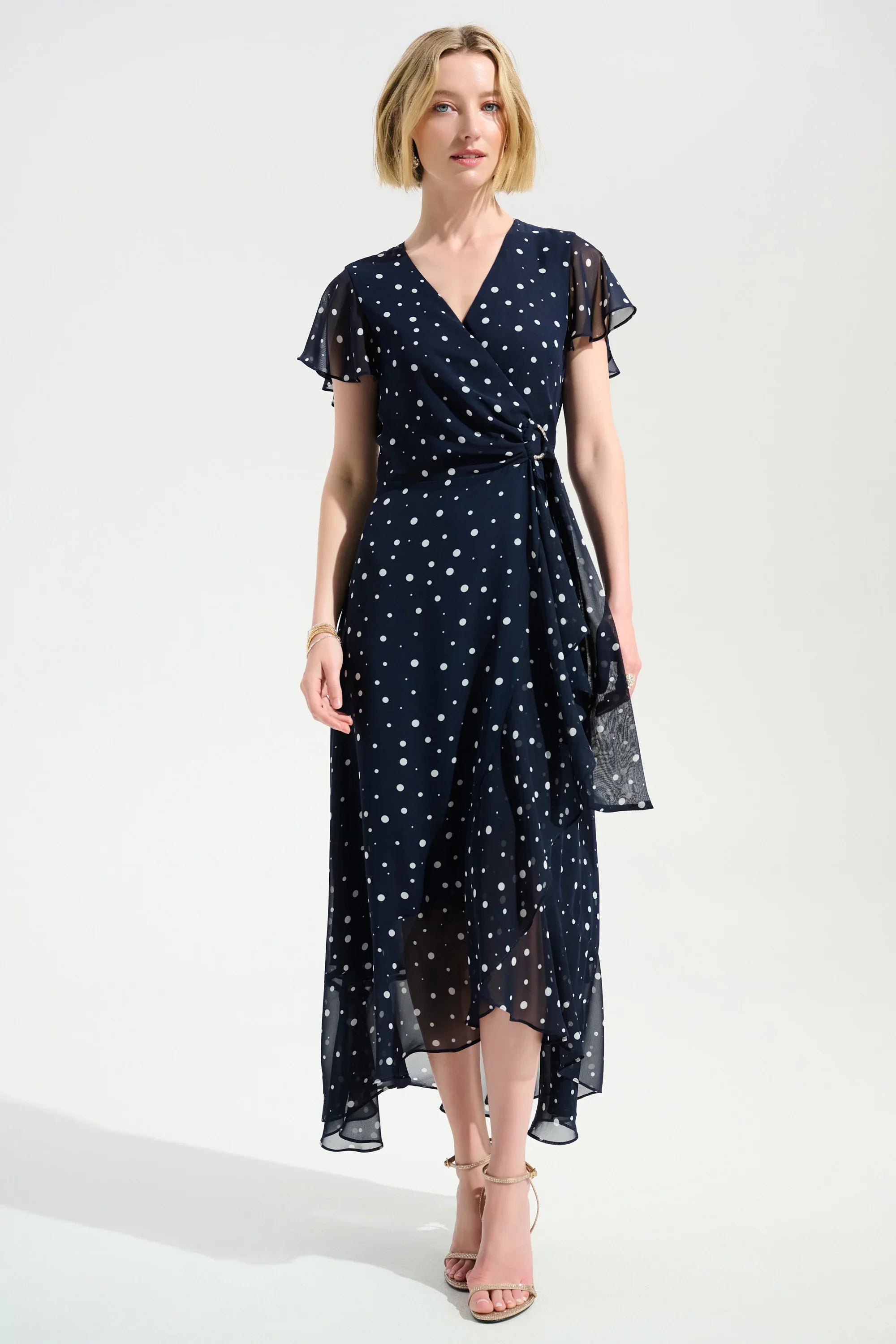 Chiffon Ruffle Wrap Dress