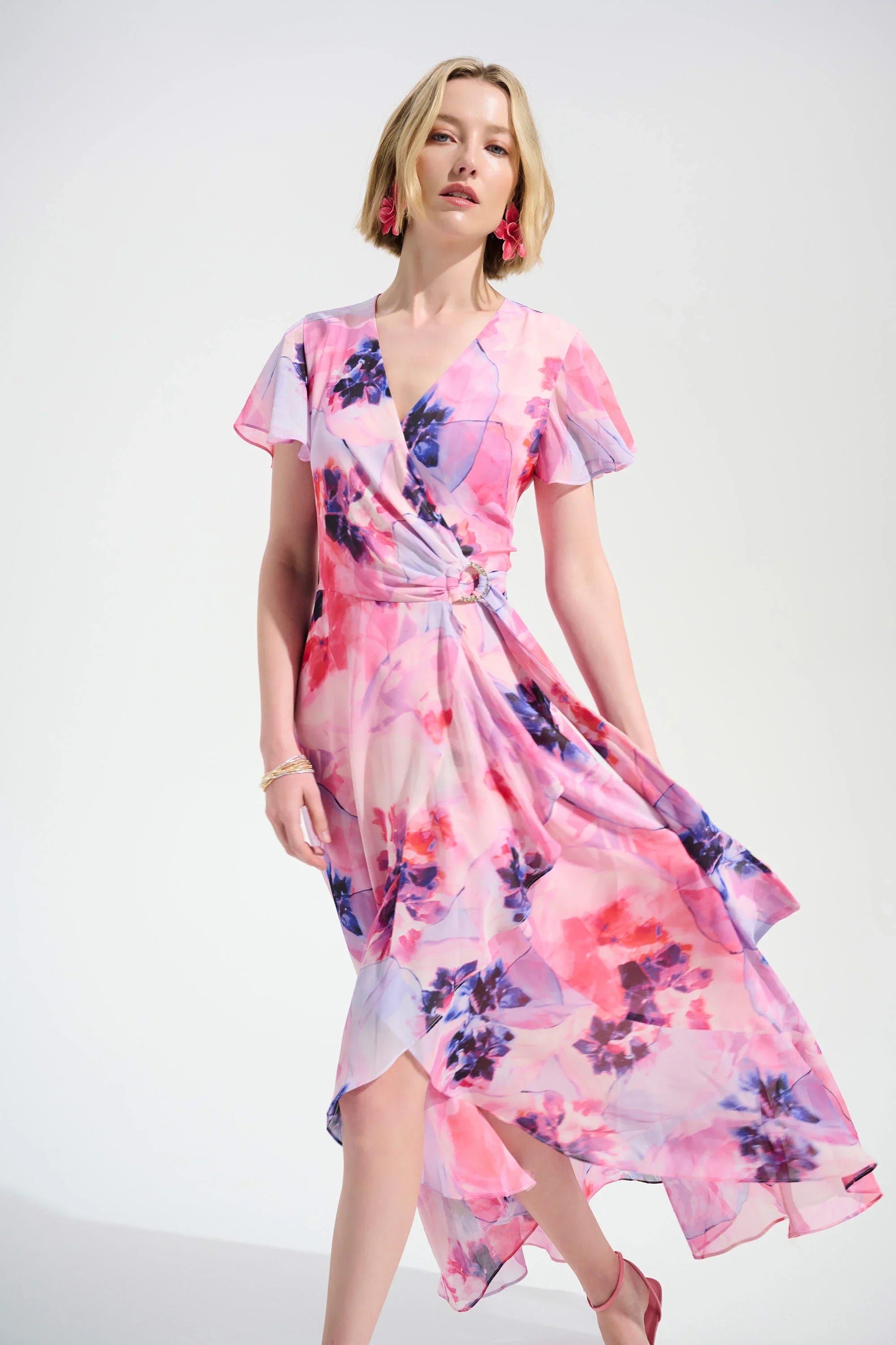 Chiffon Ruffle Wrap Dress