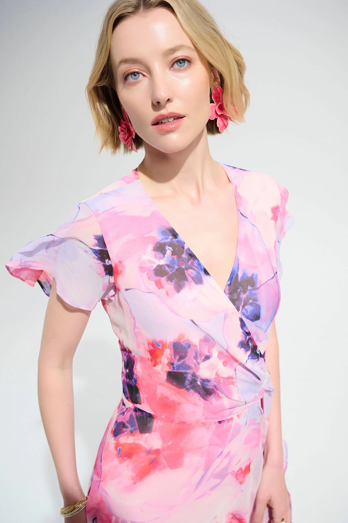 Joseph Ribkoff Ruffle Dress Joseph Ribkoff Chiffon Ruffle Wrap Dress -Style 261739P – Modella Signature