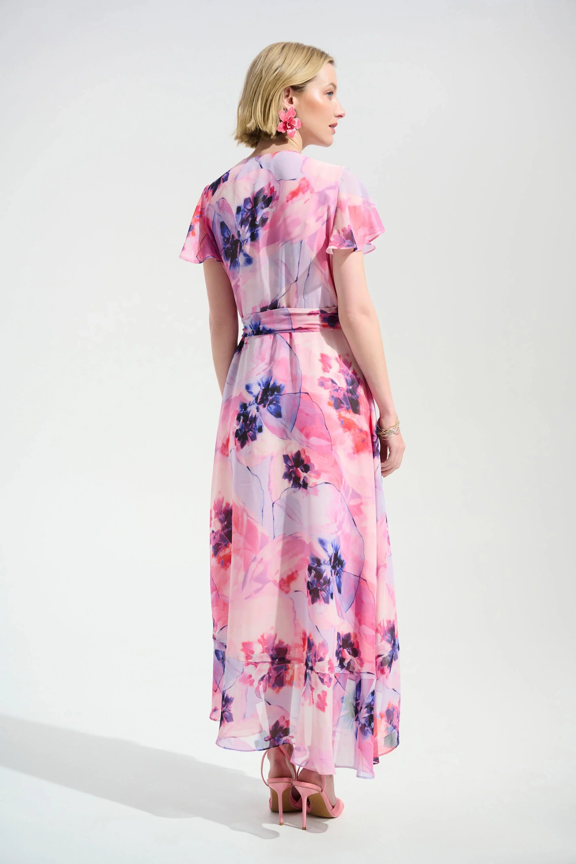 Chiffon Ruffle Wrap Dress