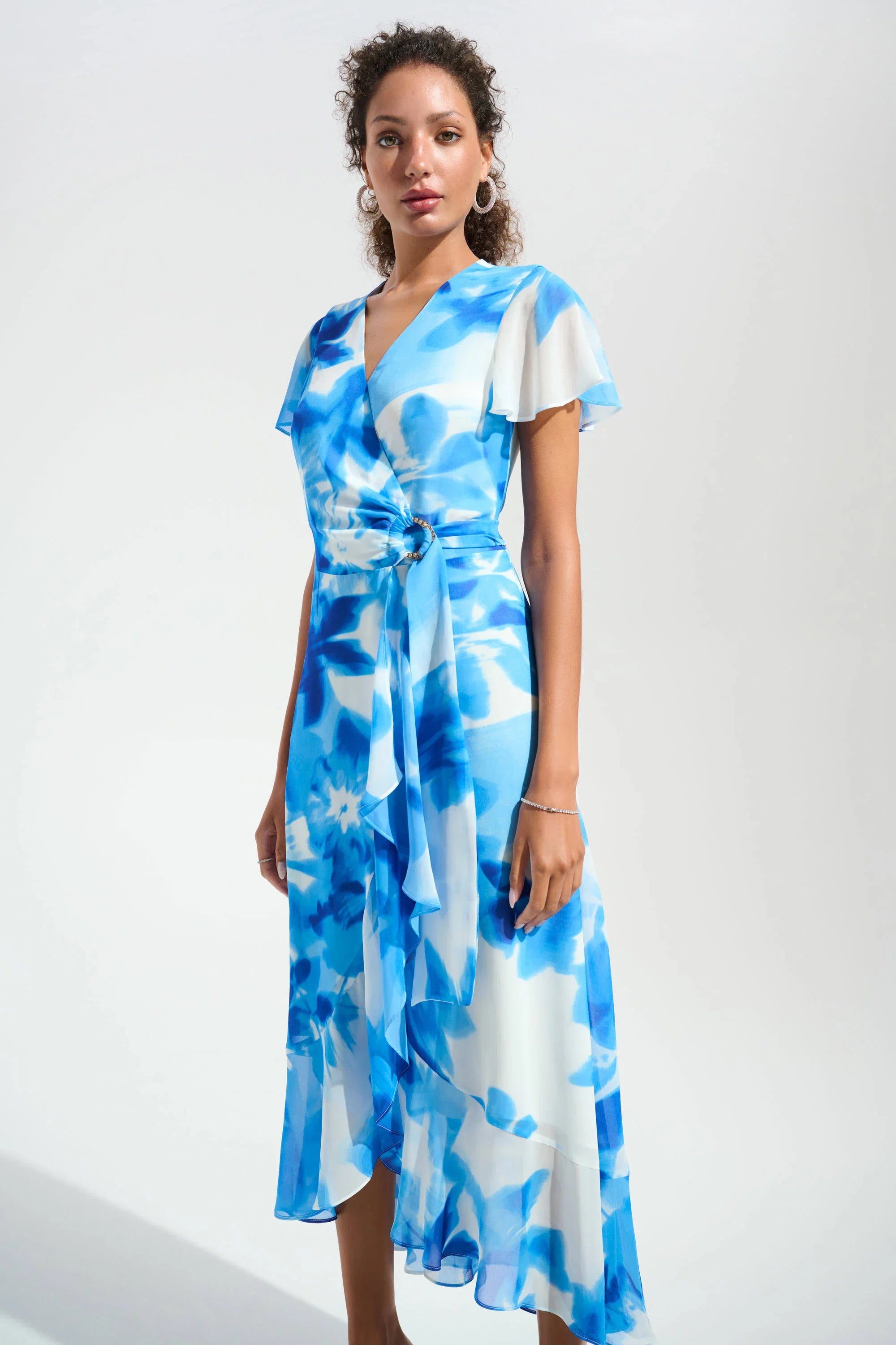Chiffon Ruffle Wrap Dress