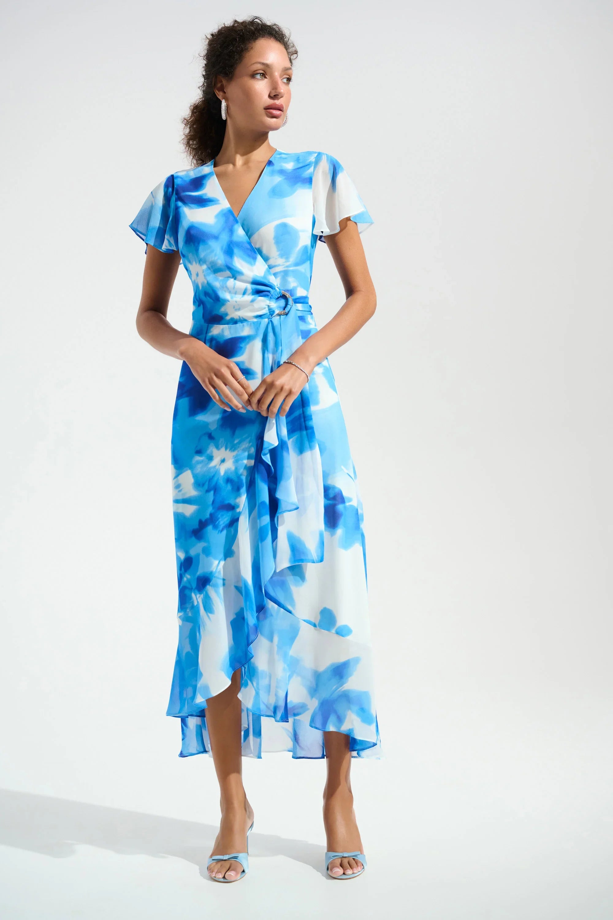 Chiffon Ruffle Wrap Dress