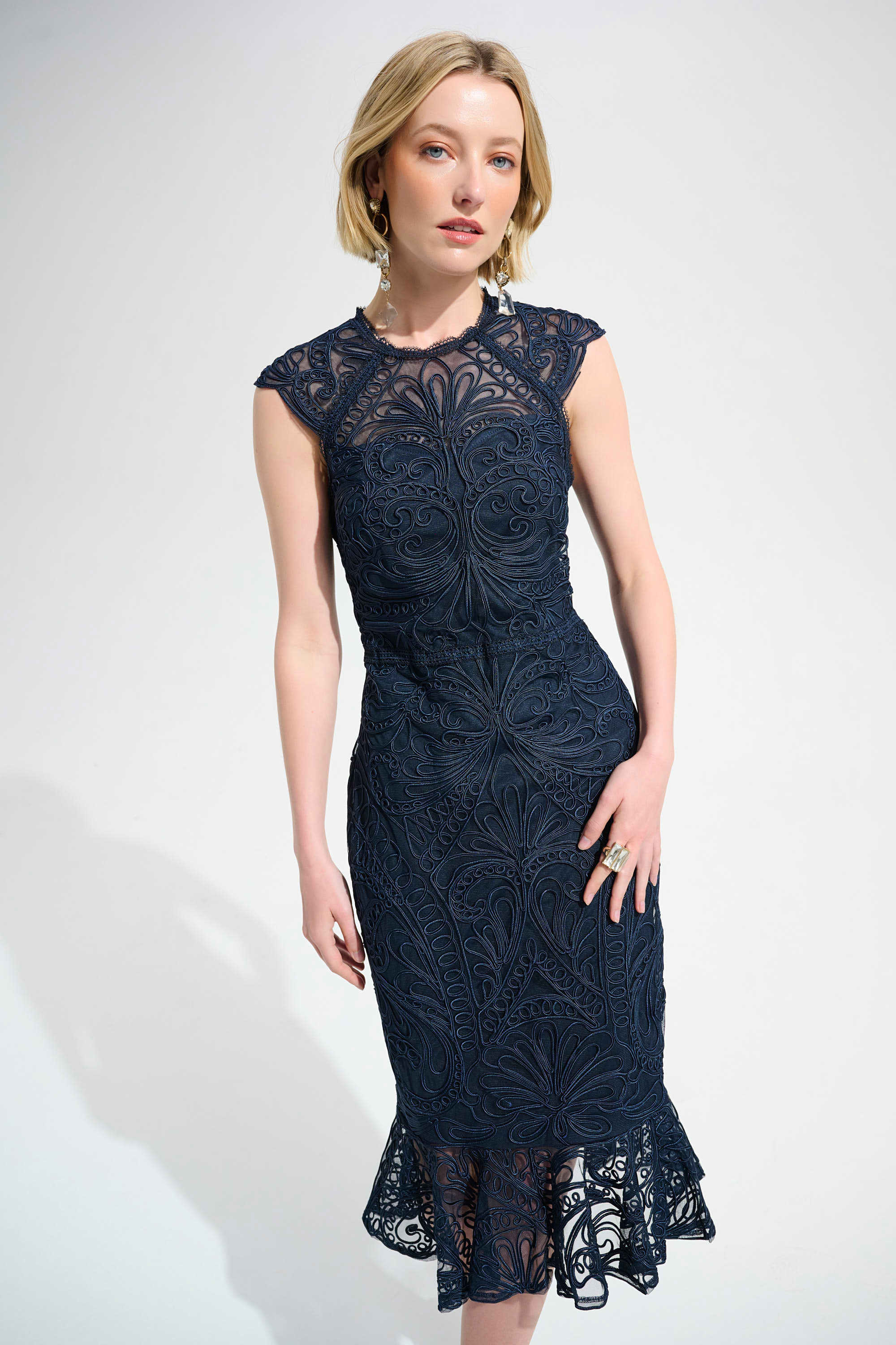 Soutache Trumpet Flounce Dress