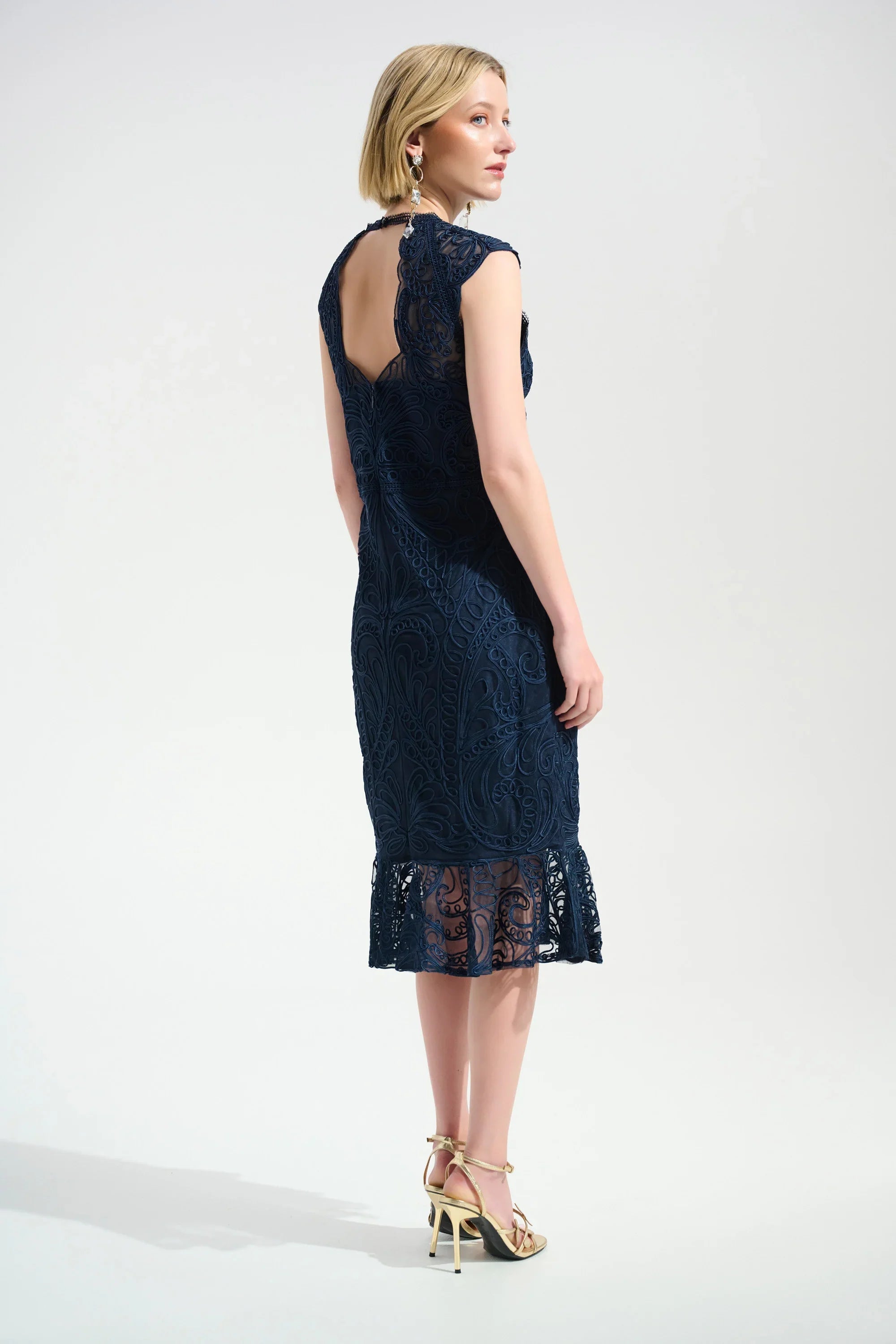 Soutache Trumpet Flounce Dress