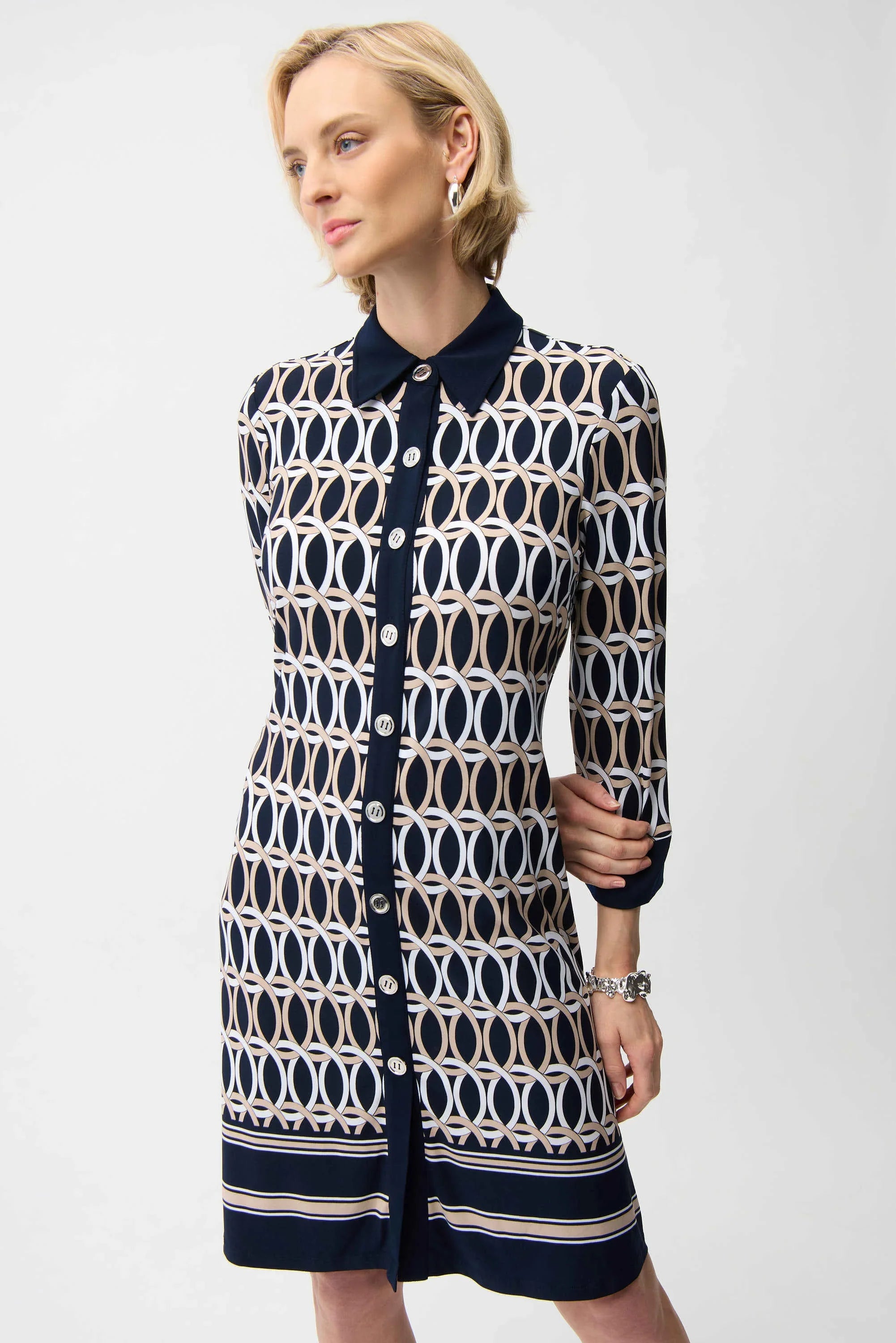 Geometric Print Shirt Dress