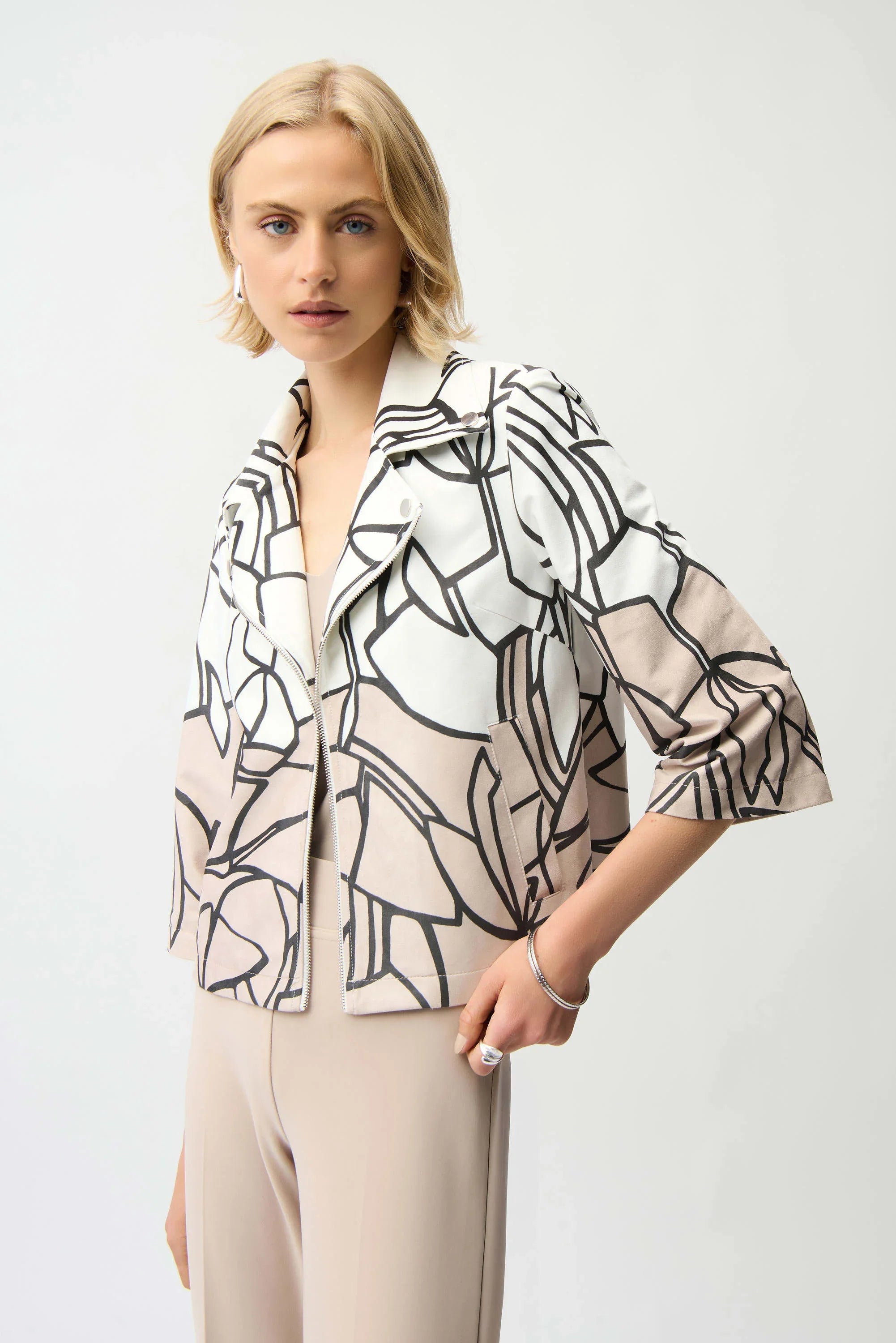 Abstract Print Snap Jacket