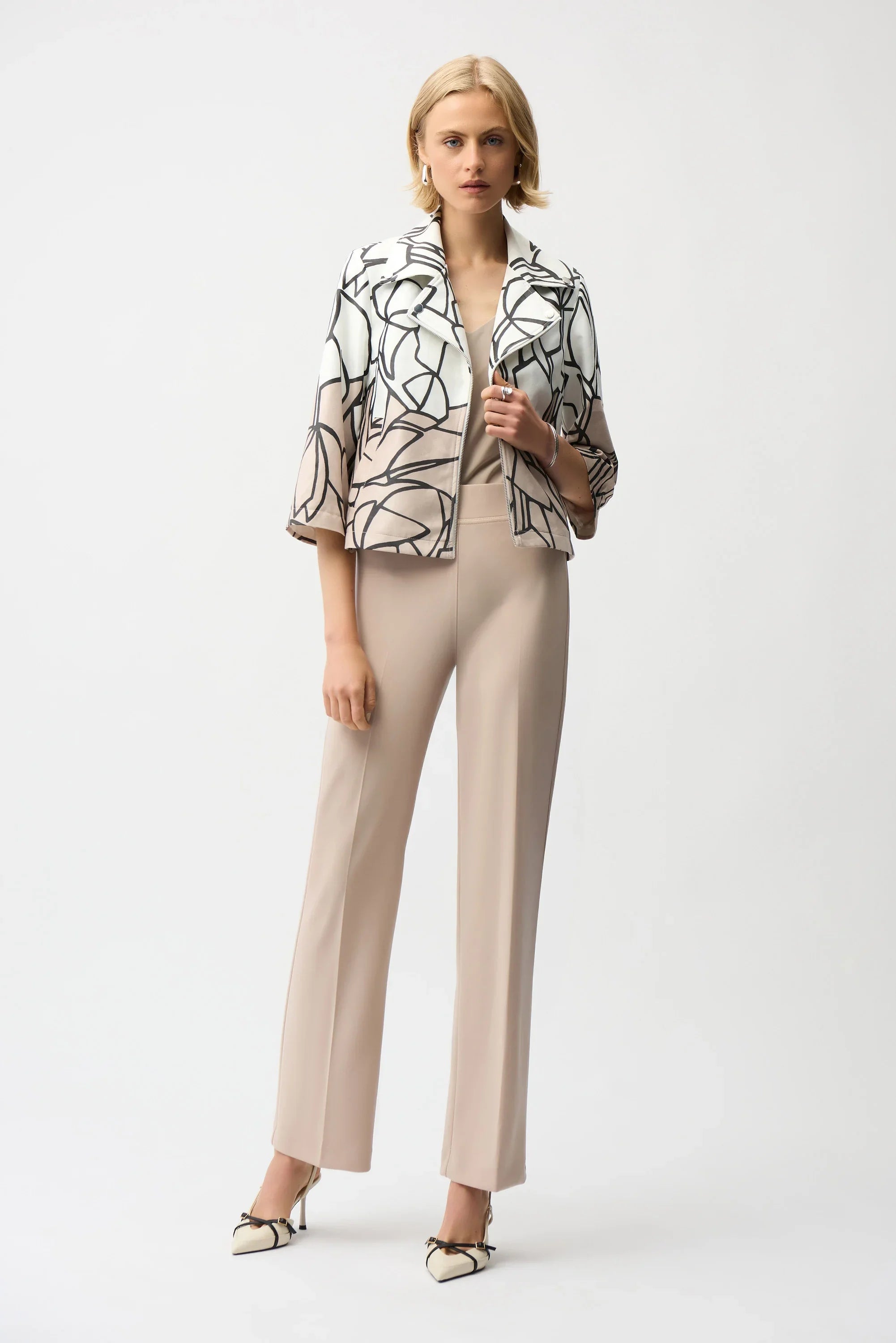 Abstract Print Snap Jacket